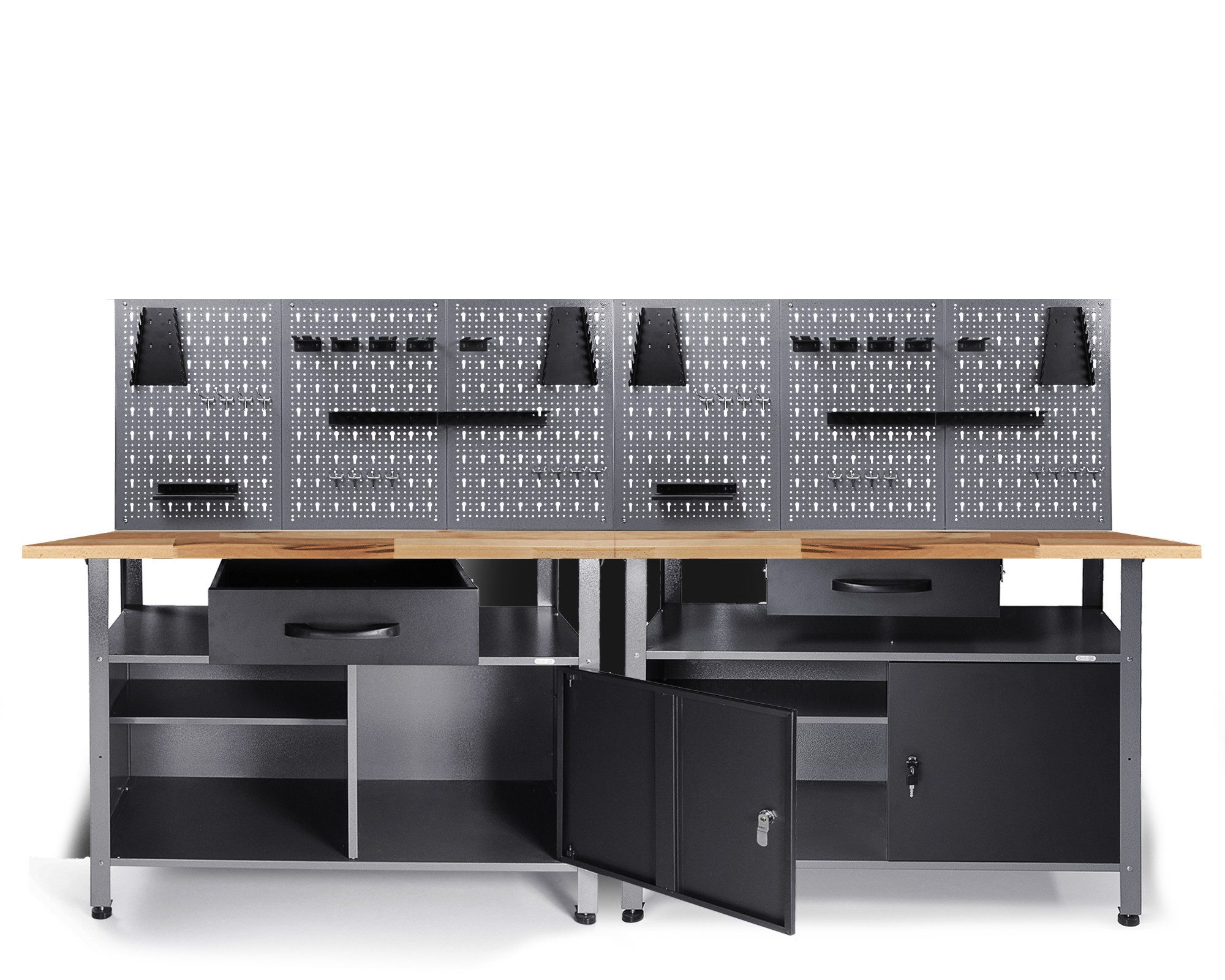 ONDIS24 Werkstatt-Set Werkstatt Set Klaus 240cm + 2 Lochwandset, (6-tlg)