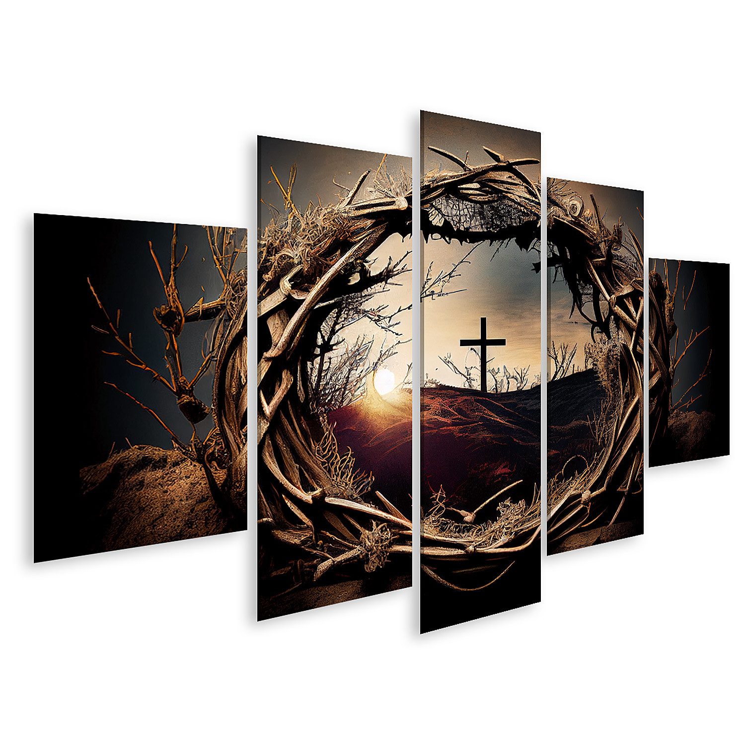 islandburner Leinwandbild Ilustration Dornenkrone Kreuz Symbol Christentum Jesus Chris Bilder