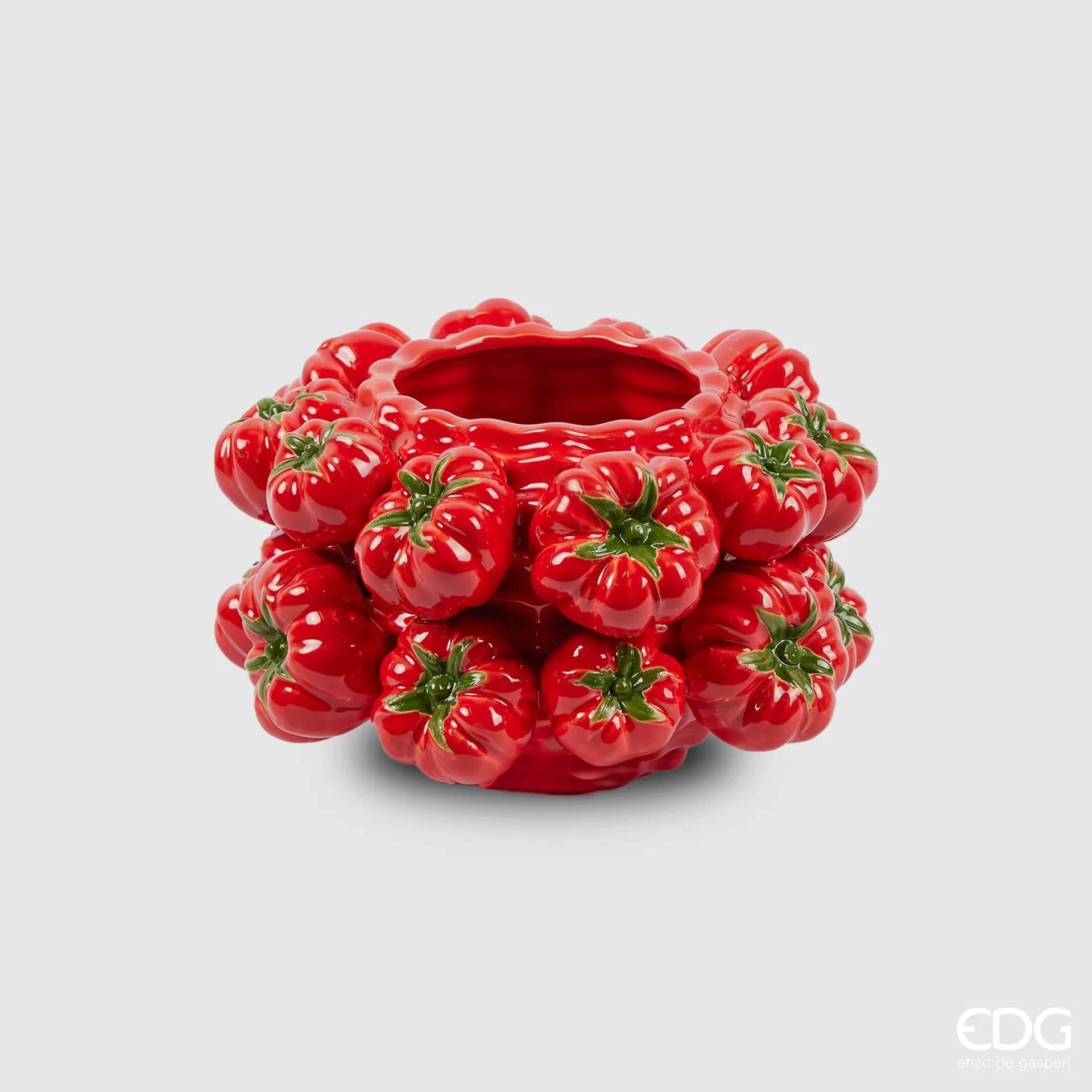 enzo de gasperi Dekovase Designervase neu aus Italien mit roten Tomaten besetzt in 2 Größen (verschiedene Größen können kombiniert werden), glasierte Keramik