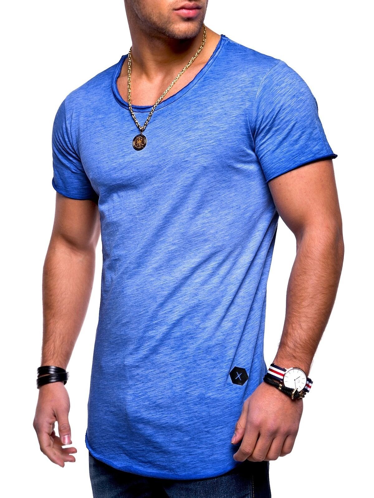 behype T-Shirt DUST (1-tlg) mit Rundhals-Ausschnitt hellblau