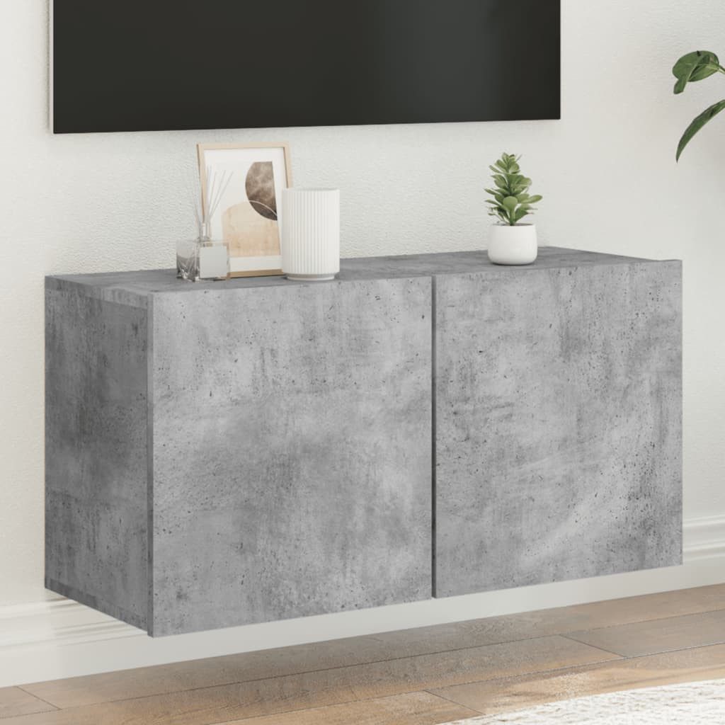 furnicato TV-Schrank Betongrau 80 x 30 x 41 cm aus Holzwerkstoff (1-St) Wandmontierbarer TV-Ständer mit Stauraum für DVD-Player und Receiver