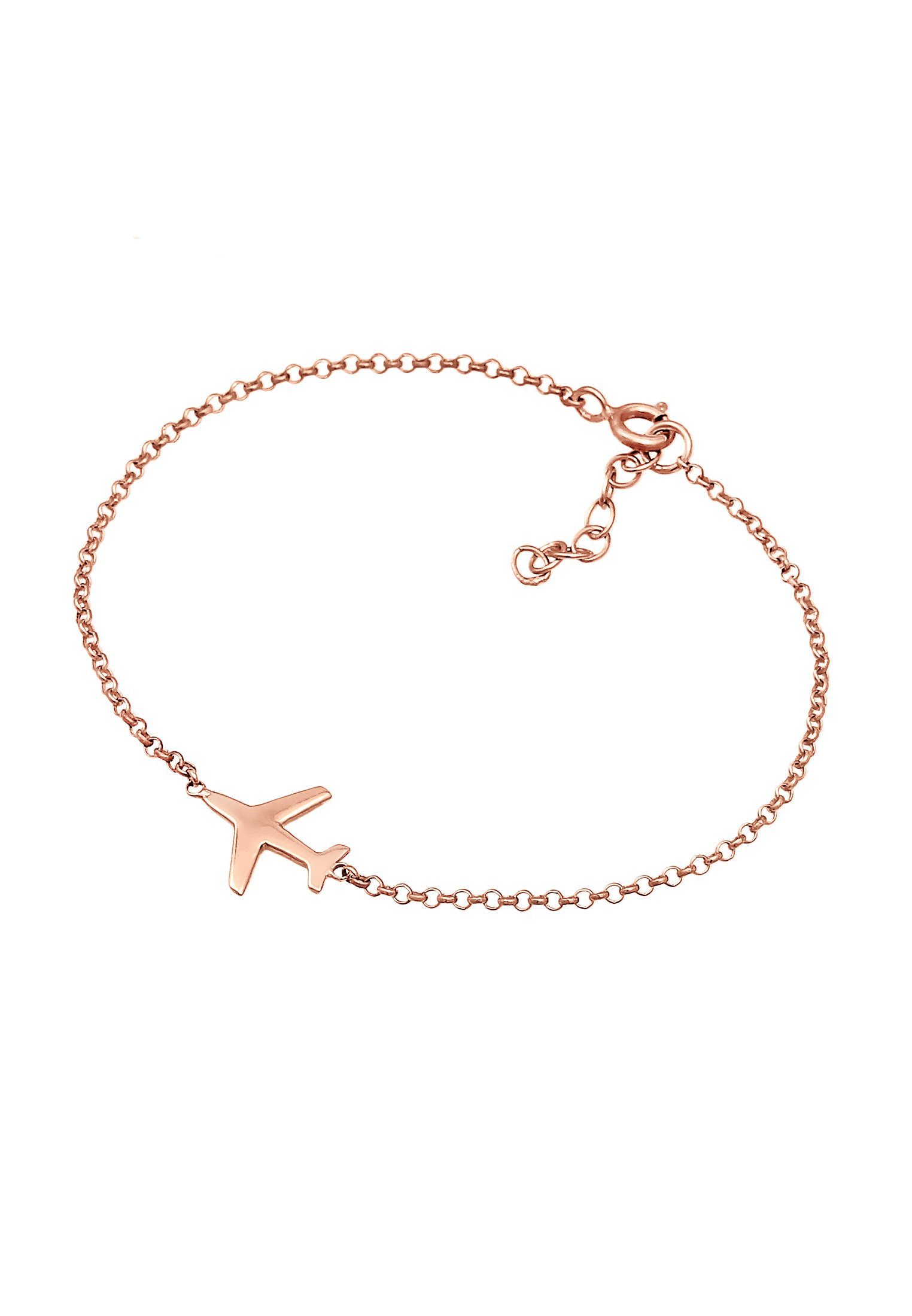 Reise Flugzeug Rosegold Armband Elli 925 Silber