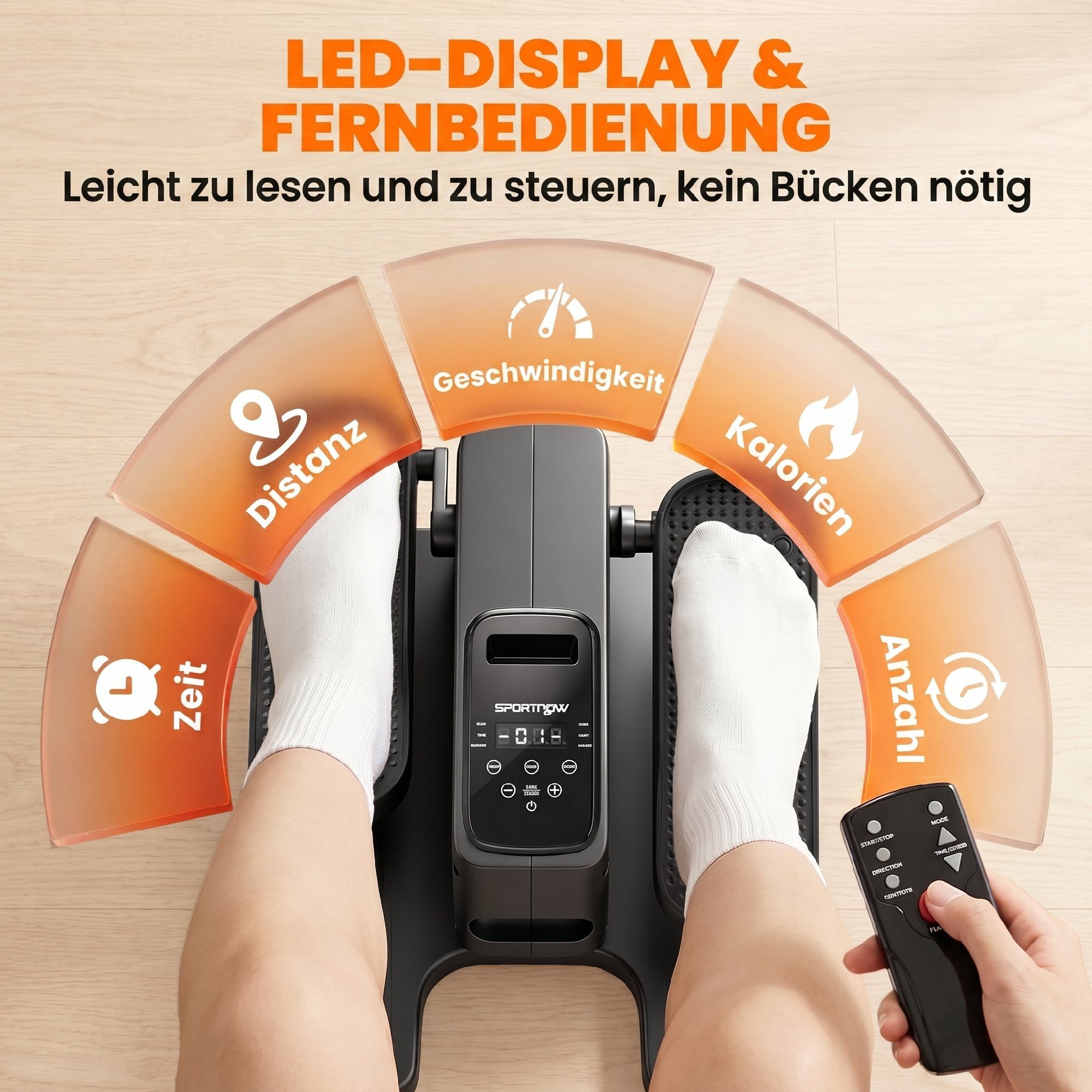 SPORTNOW Ellipsentrainer Mini Elektrischer Untertisch Crosstrainer (Pedaltrainer, 1-tlg., Untertisch Crosstrainer), für Senioren Büro – Bild 5 von 5