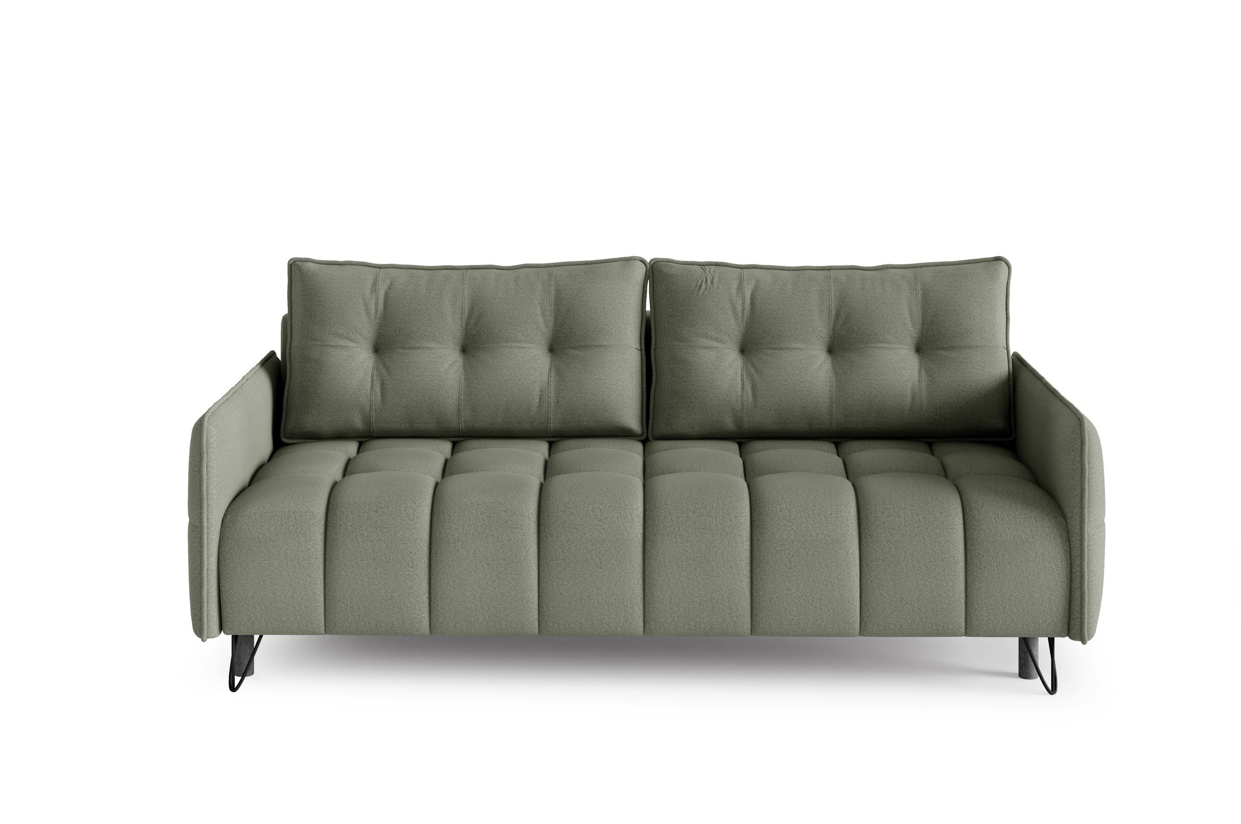 MOEBLO Schlafsofa PLUM, Sofa Couch für Wohnzimmer Polstersofa Sofagarnitur Wohnlandschaft mit Bettfunktion - (BxHxT): 218x95x104 cm, mit Schlaffunktion und Bettkasten Olive (Element 11)