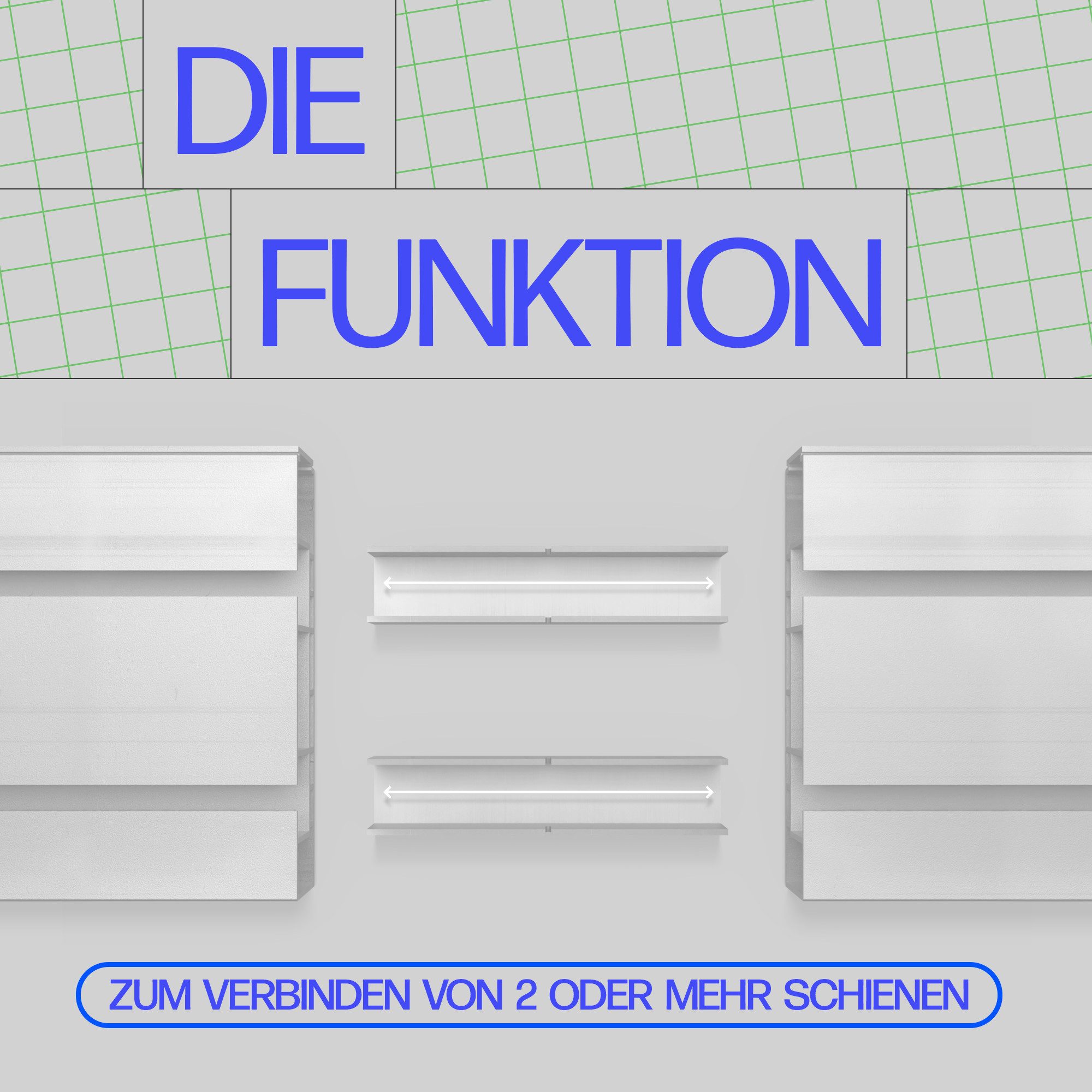 Bestlivings Innenlaufschiene Verbinder-Set, universal-läufig, geklemmt, Kunststoff, langlebig, einfache Montage durch Einschieben – Bild 3 von 5