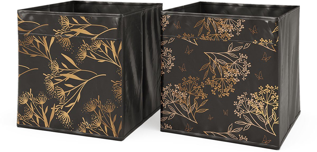 Vicco Faltbox Opbergbox 30 x 30 cm Set 2 Stück Schwarz/Gold (Set, 2 St., 2), Dekorative Aufbewahrungsbox ohne Deckel