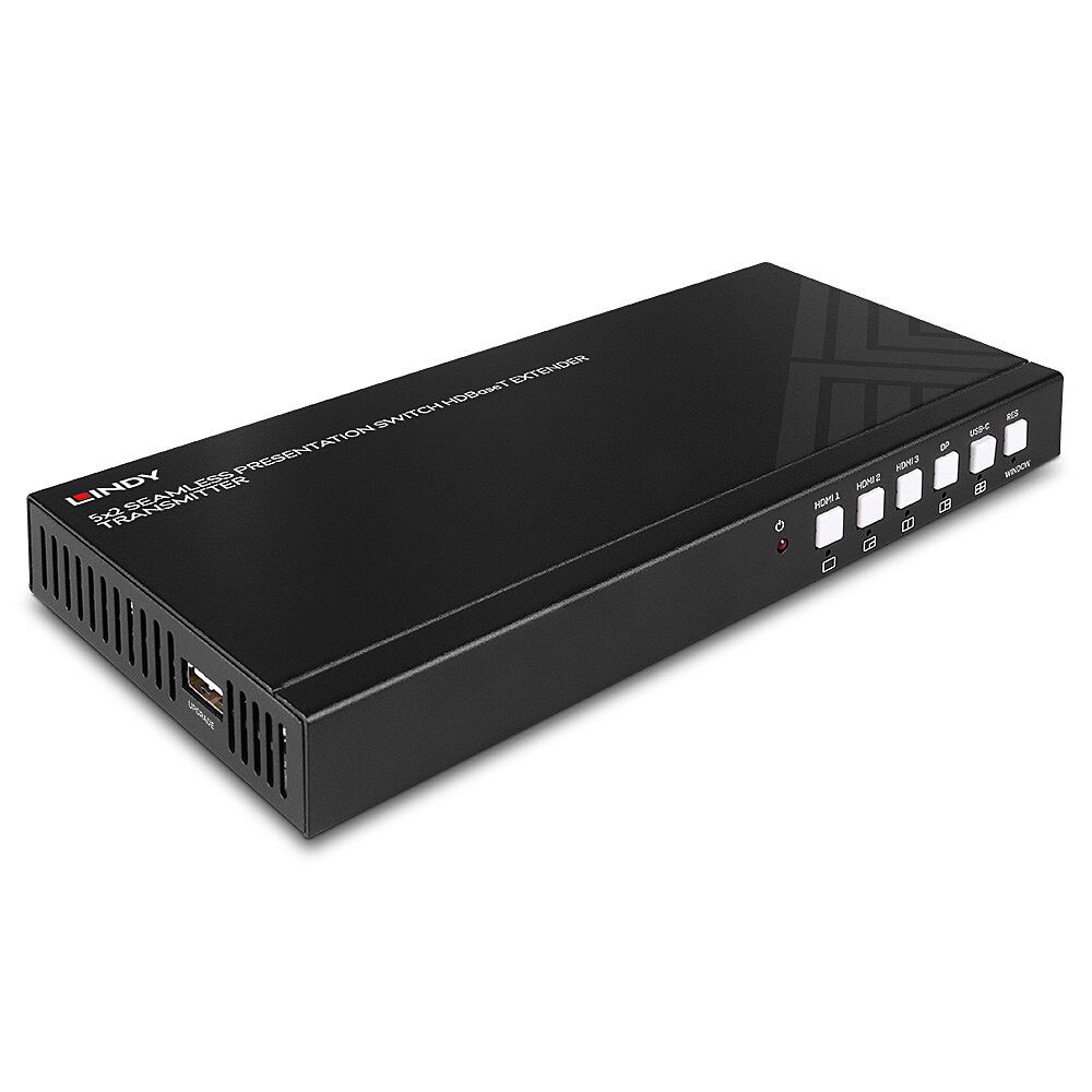 LINDY Extender Transmitter mit HDMI,DP,Typ-C Inputs HDBaseT HDMI-Kabel
