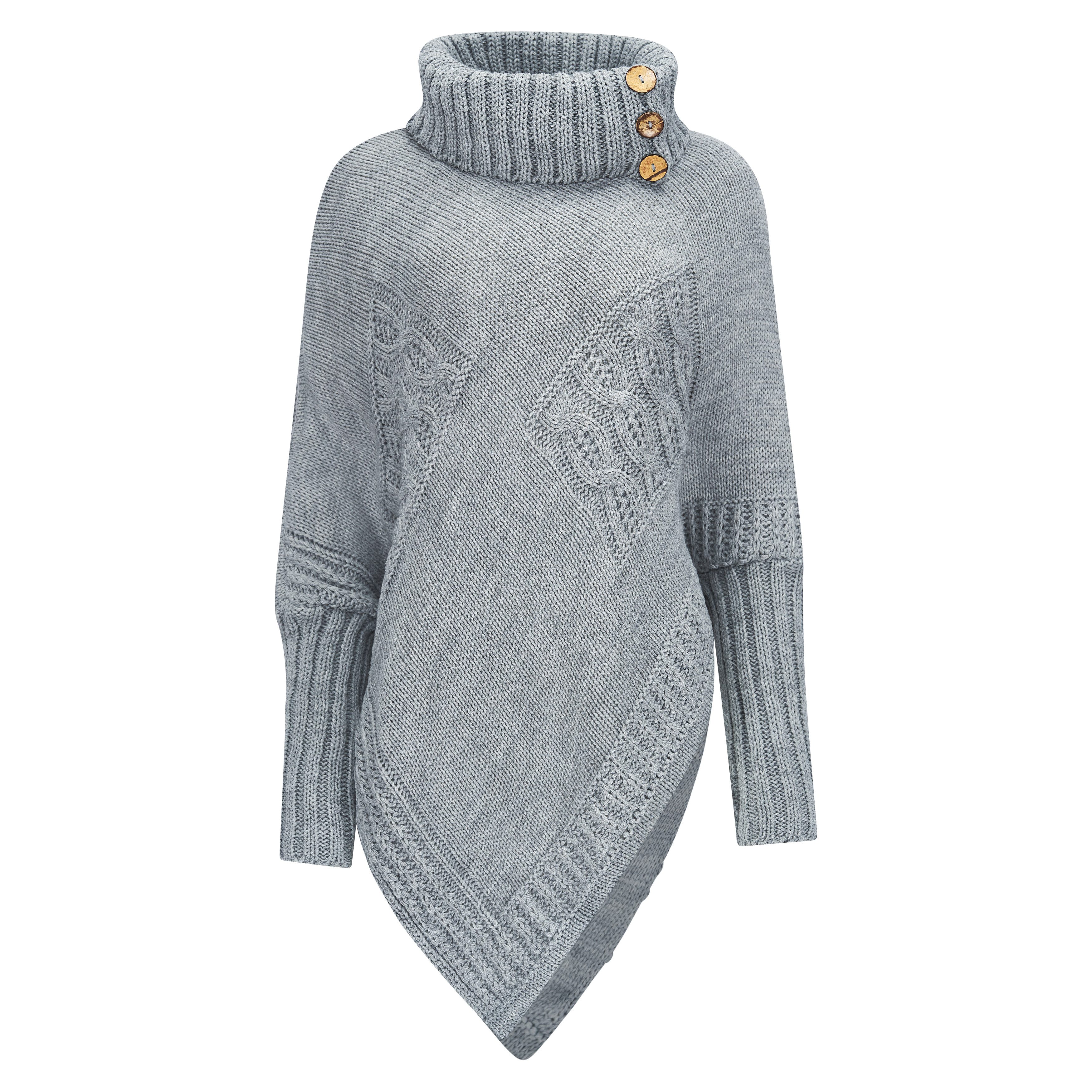 Mississhop Strickponcho Poncho Strick Sweatshirt Pullover günstig online kaufen