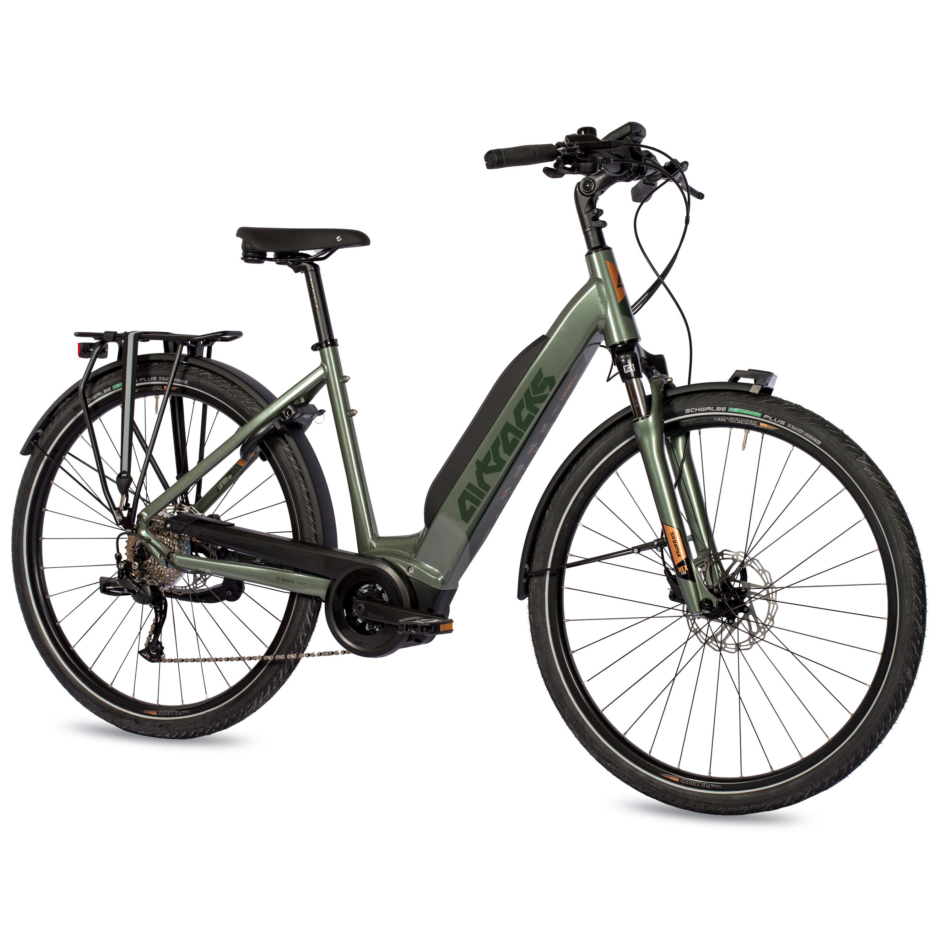 Airtracks E-Bike Trekkingrad 28" E-Bike Damen Trekking Fahrrad LUMINA GX3 BOSCH ACTIVE PLUS LINE, 9 Gang SHIMANO ALIVIO RD-M3100 Schaltwerk, Kettenschaltung, Mittelmotor, 500 Wh, Wave City Bike Tiefeinsteiger Low Step 45cm 50cm 55cm