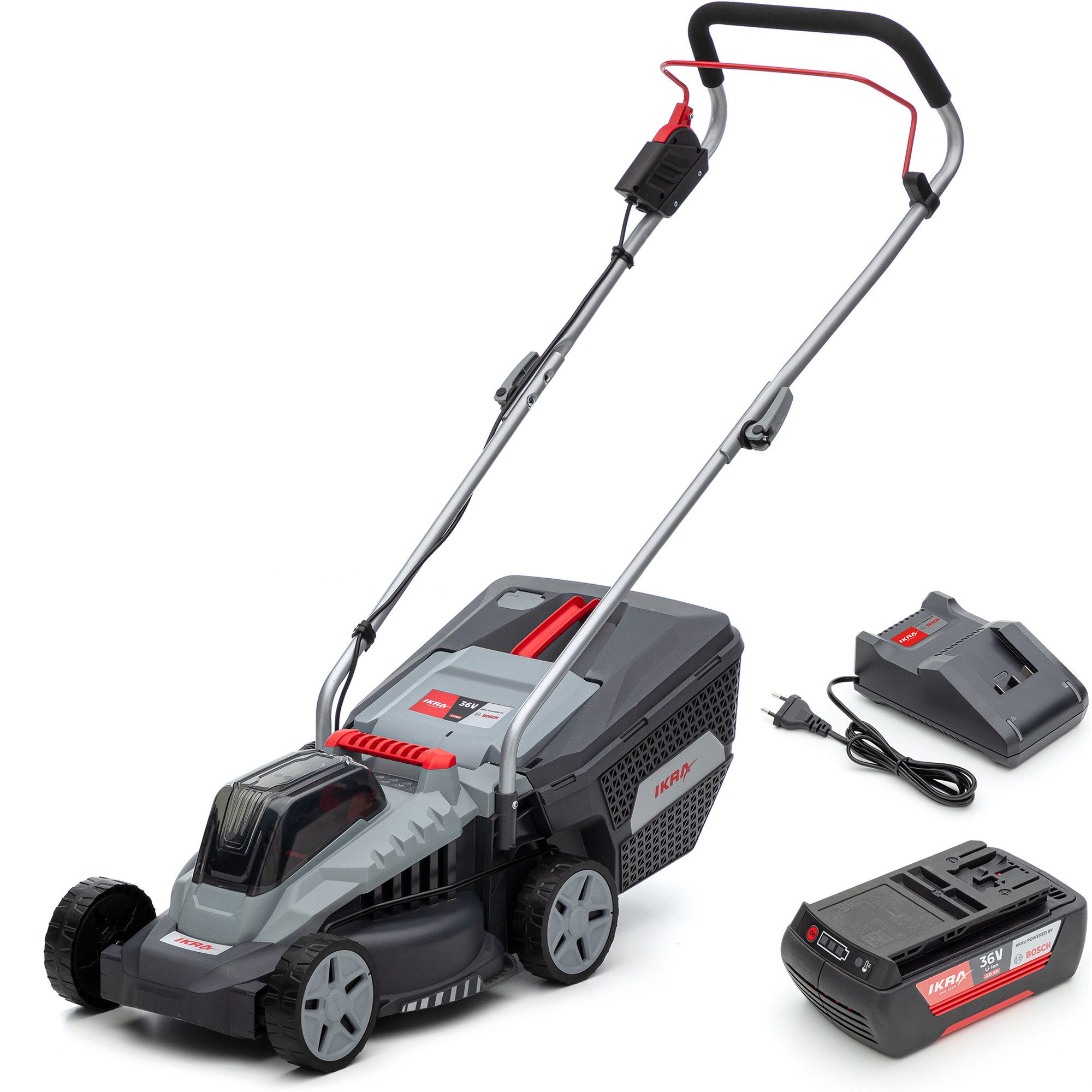 ikra GmbH Akkurasenmäher IB-LM 33, 33 cm Schnittbreite, (mit Akku & Ladergerät), kompatibel mit BOSCH 36V