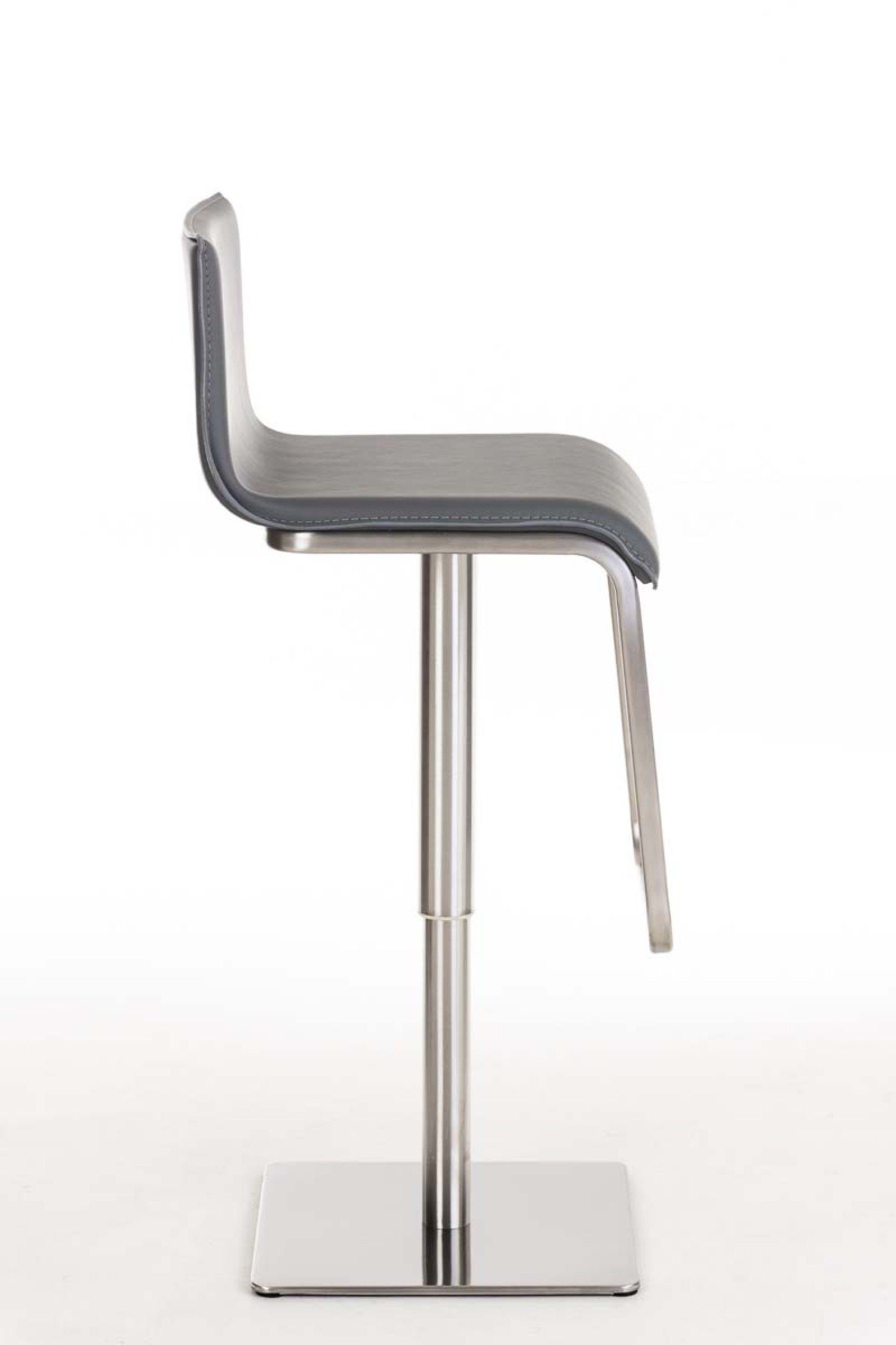 TPFLiving Barhocker Lima (mit Fußstütze - - drehbar Sitzfläche: für Küche), Theke & - Hocker 360° Kunstleder - höhenverstellbar Edelstahl Grau