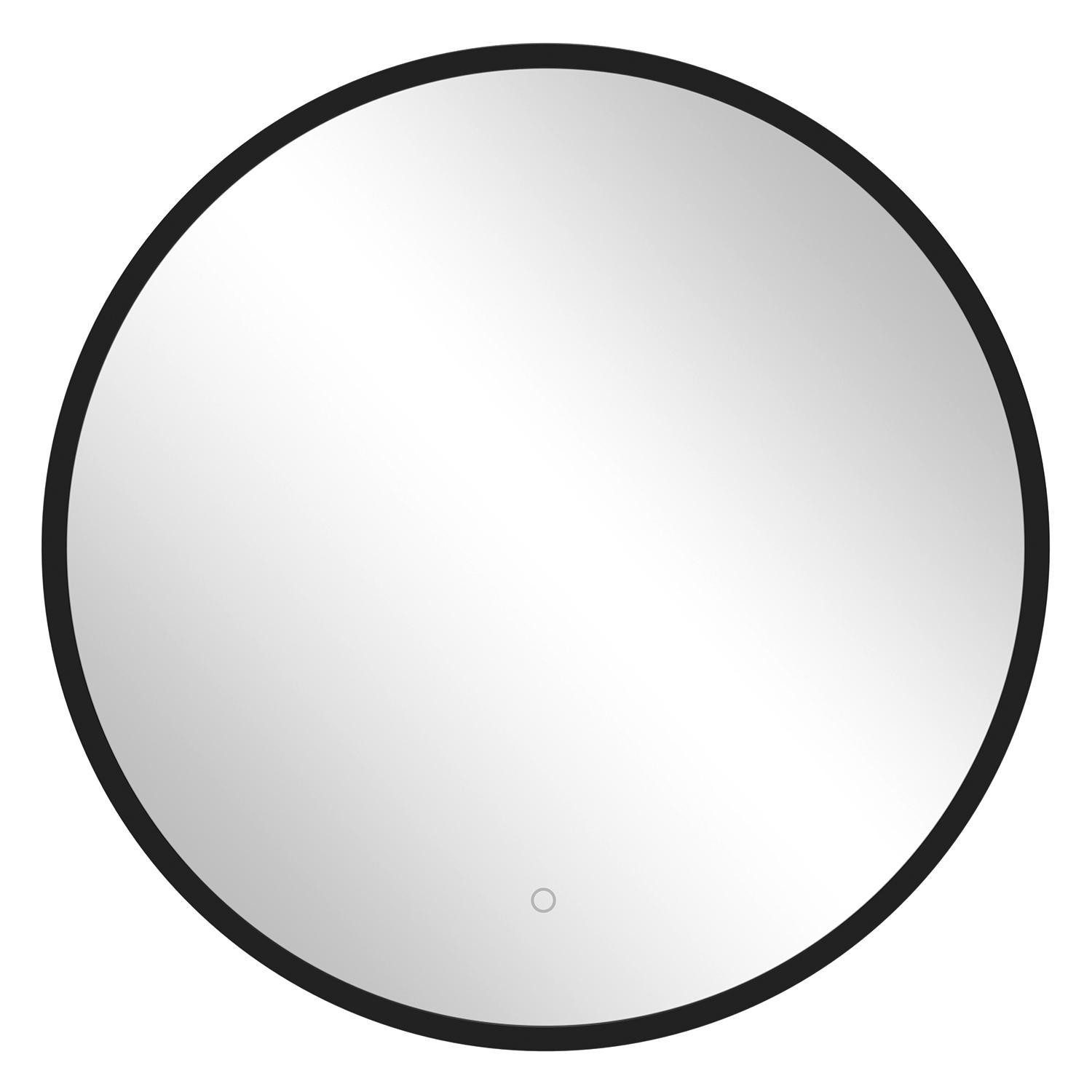 Vito Badspiegel KEYTO, Ø 60 cm, Schwarz, Glas, Metallrahmen, mit LED-Beleuchtung