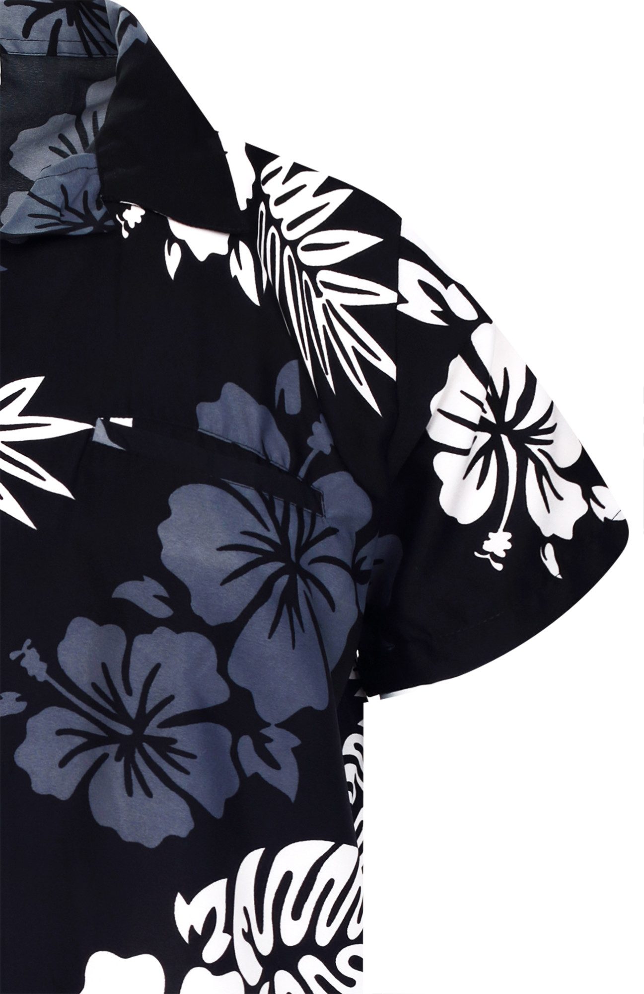 King Kameha Hawaiihemd "Mono Hibiscus" Funky Hawaii-Hemd Herren Kurzarm Front-Tasche Stylish – Bild 4 von 5