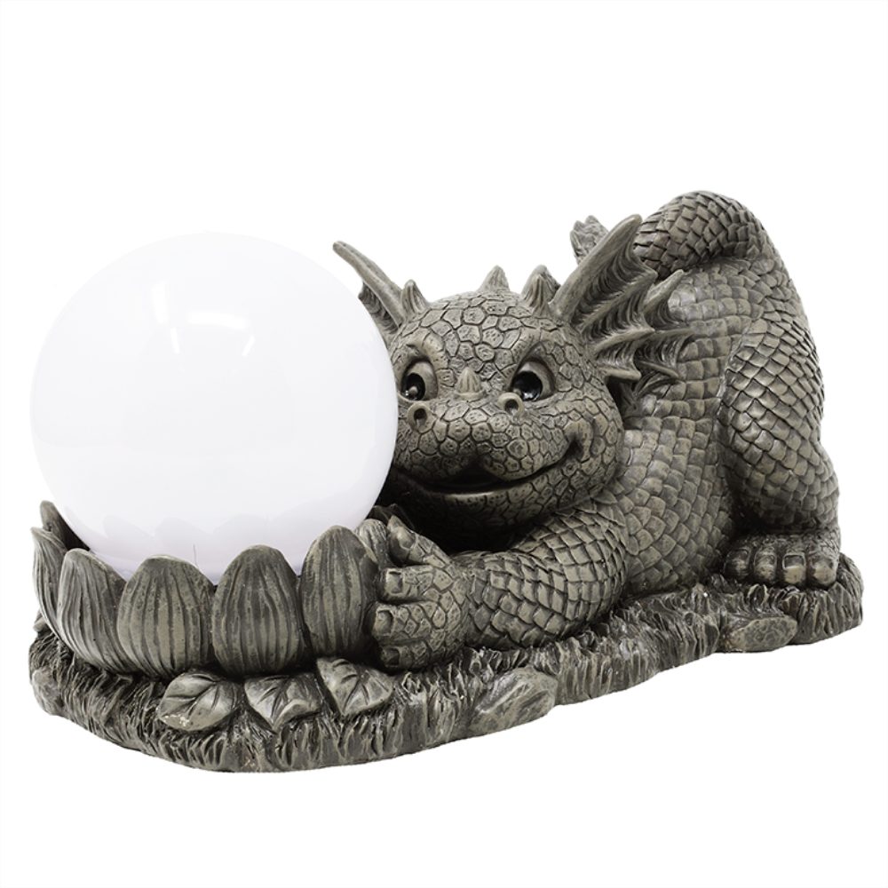 Solar-Drachen Willkommensschild Für Garten – LED-Harz-Figur, Nachtleuchtend, 20x12,5x18 Cm