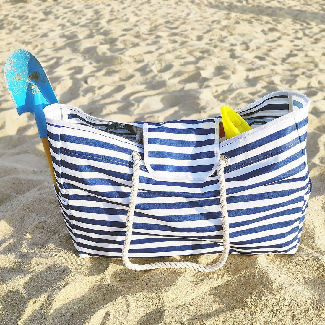 Haiaveng Strandtasche Strandtasche, Badetasche,Grosse Streifen Strandtasche black Strandtasche,Wasserdicht
