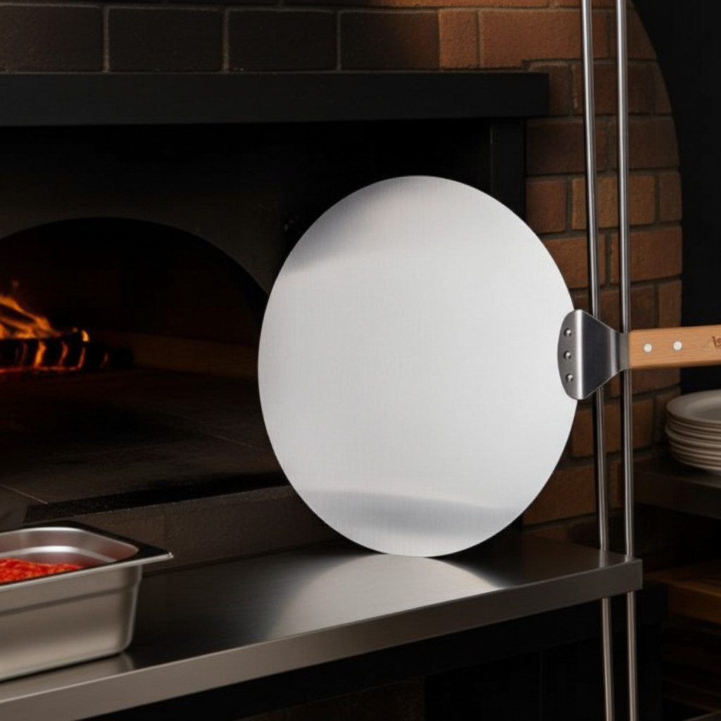 Excellent Houseware Pizzaschieber Edelstahl Pizzaschaufel Ø 30,5cm mit Holzgriff Pizzaschieber Backofen, aus Edelstahl mit Holzgriff für Ofen & Grill/Hitzebeständig