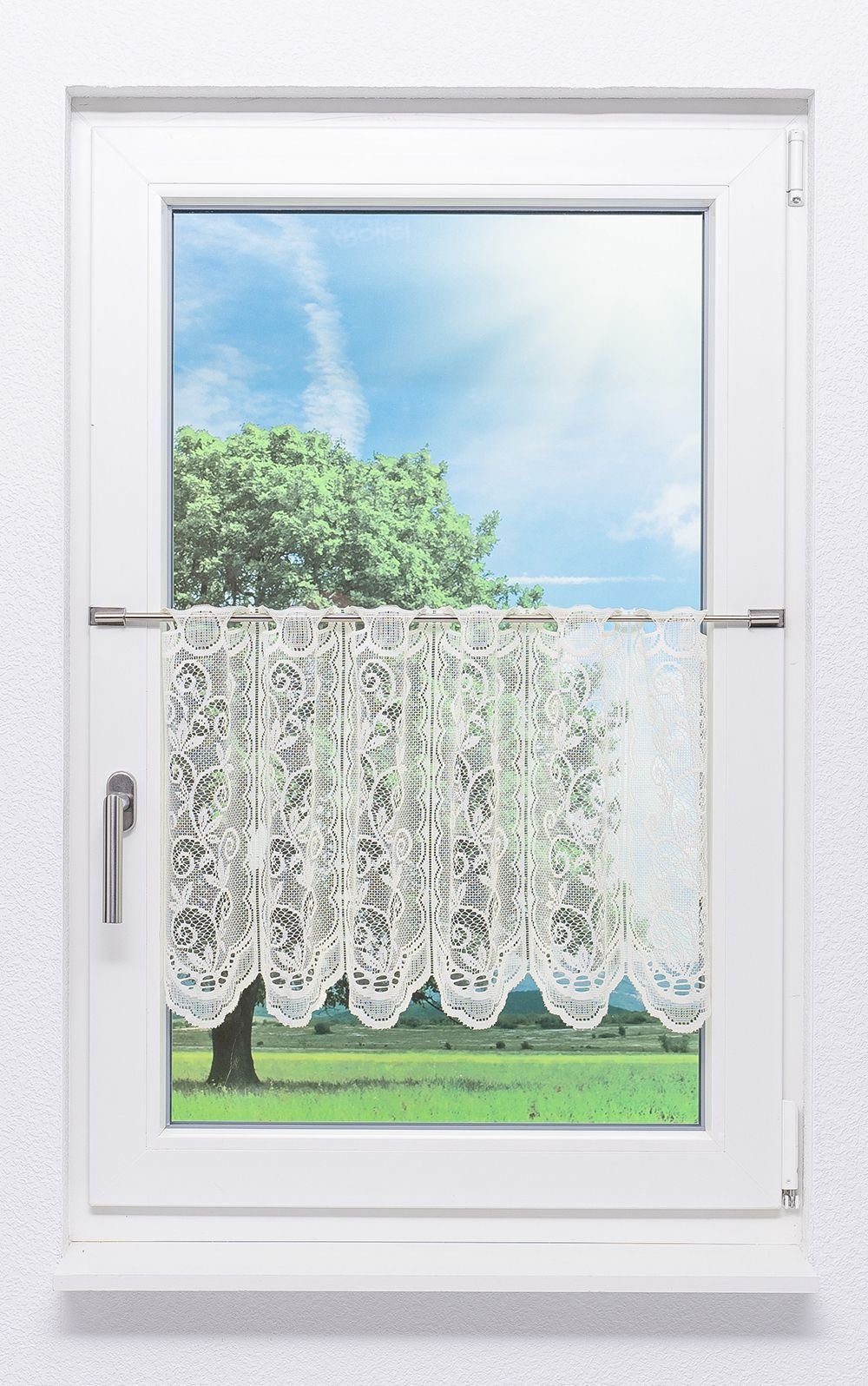 Scheibengardine (1 HxB LYSEL®, 45x48cm Ranke, St), transparent,