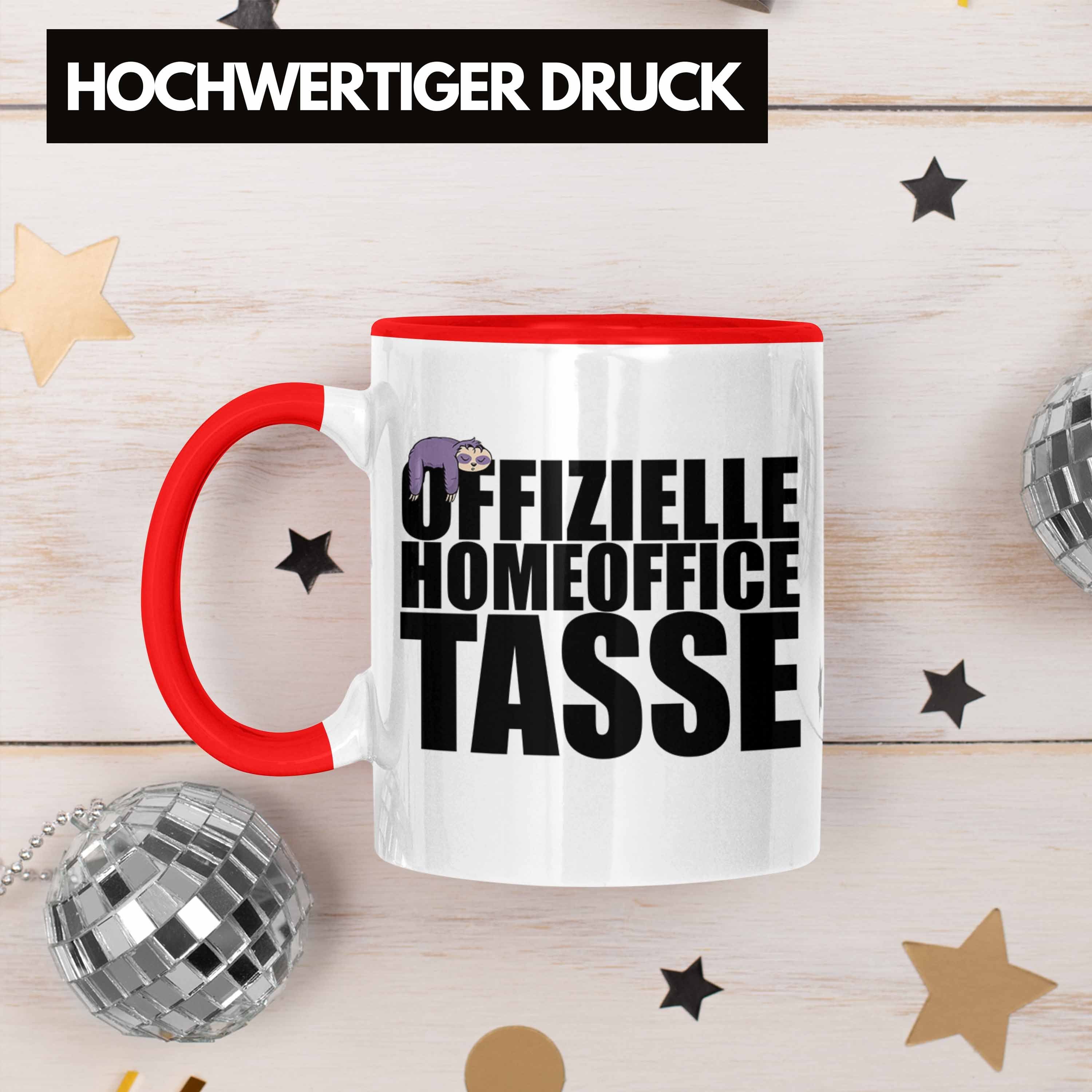 Kaffetasse Geschenk Tasse Home Rot Trendation Bedruckt Tasse Office Beidseitig Faultier - Spruch Trendation Männer, Lustig Offizielle Homeoffice -