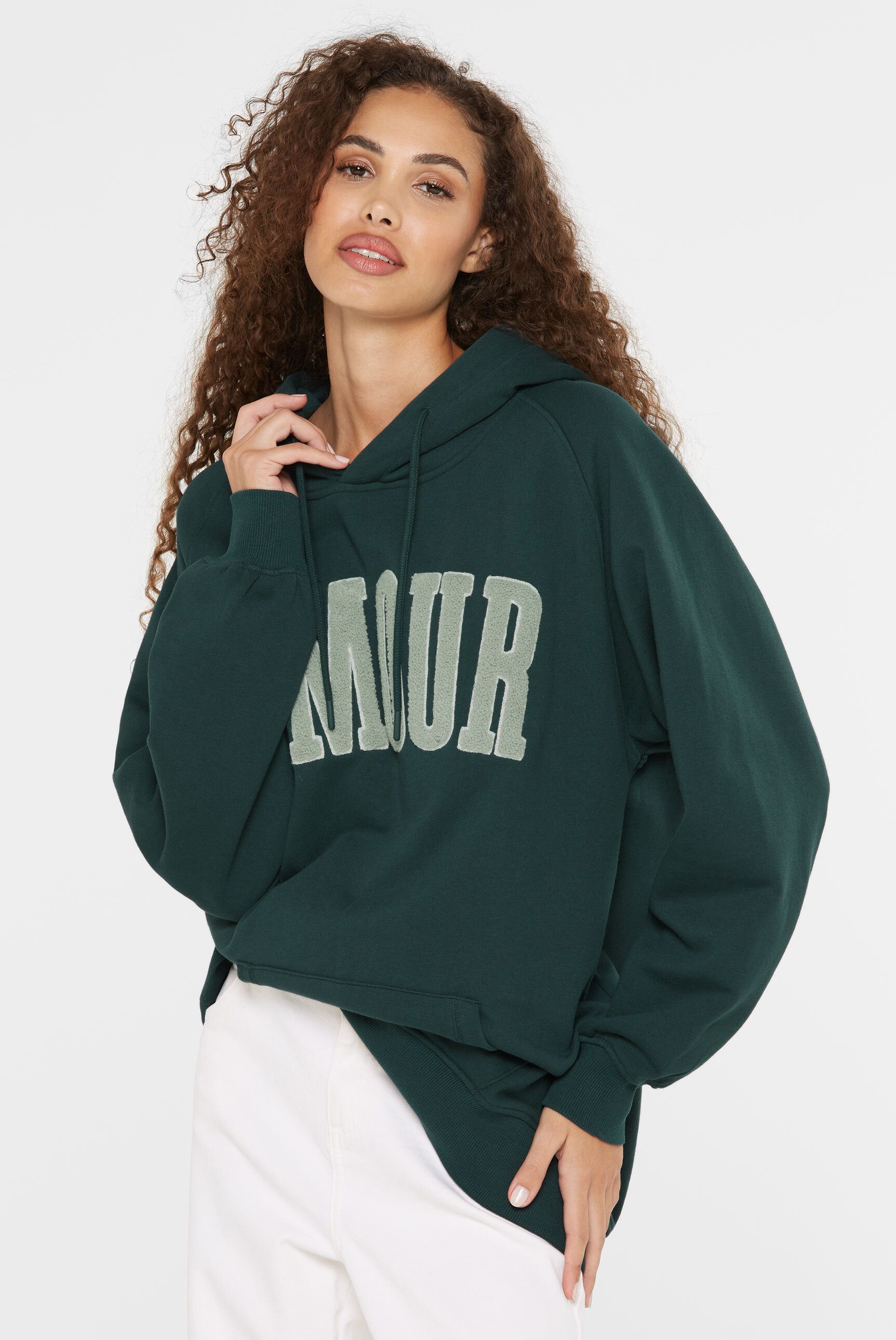 SENSES.THE LABEL Kapuzensweatshirt mit Frottee Lettern