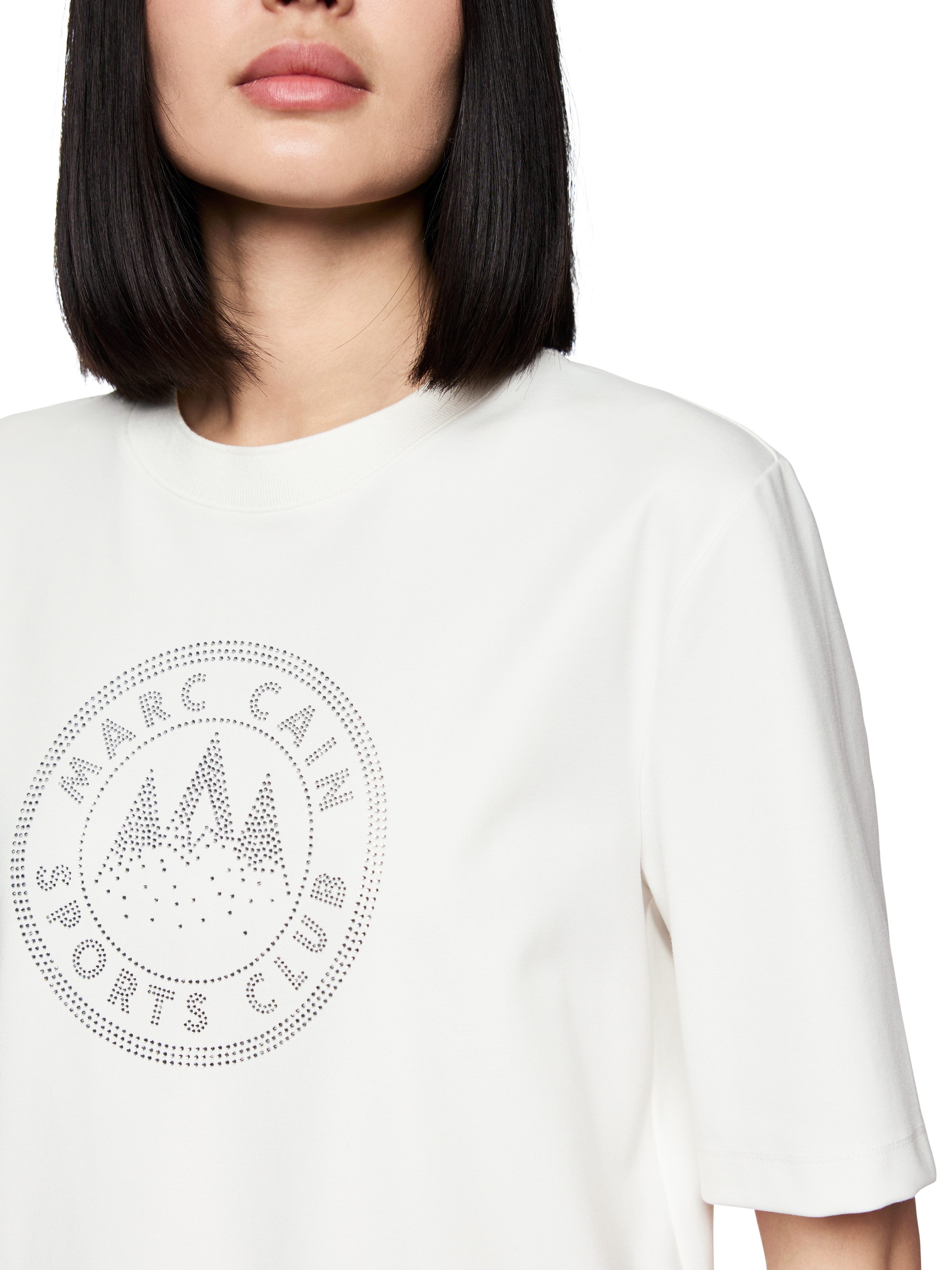 Marc Cain T-Shirt Ski is the Limit Premium Damenmode mit Hotfix-Motiv mit Strasssteinen auf der Brust