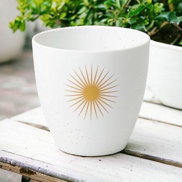 Räder Design Teelichthalter Poesielicht Sommerlicht unglasiertes Porzellan weiß gold H9cm