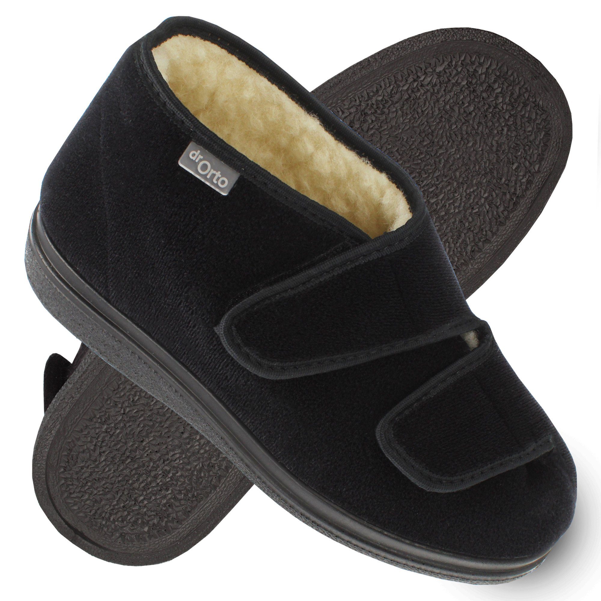 Dr. Orto Hakkas gefüttert mit Klettverschluss für Damen & Herren Klettschuh Weiche Schafwolle