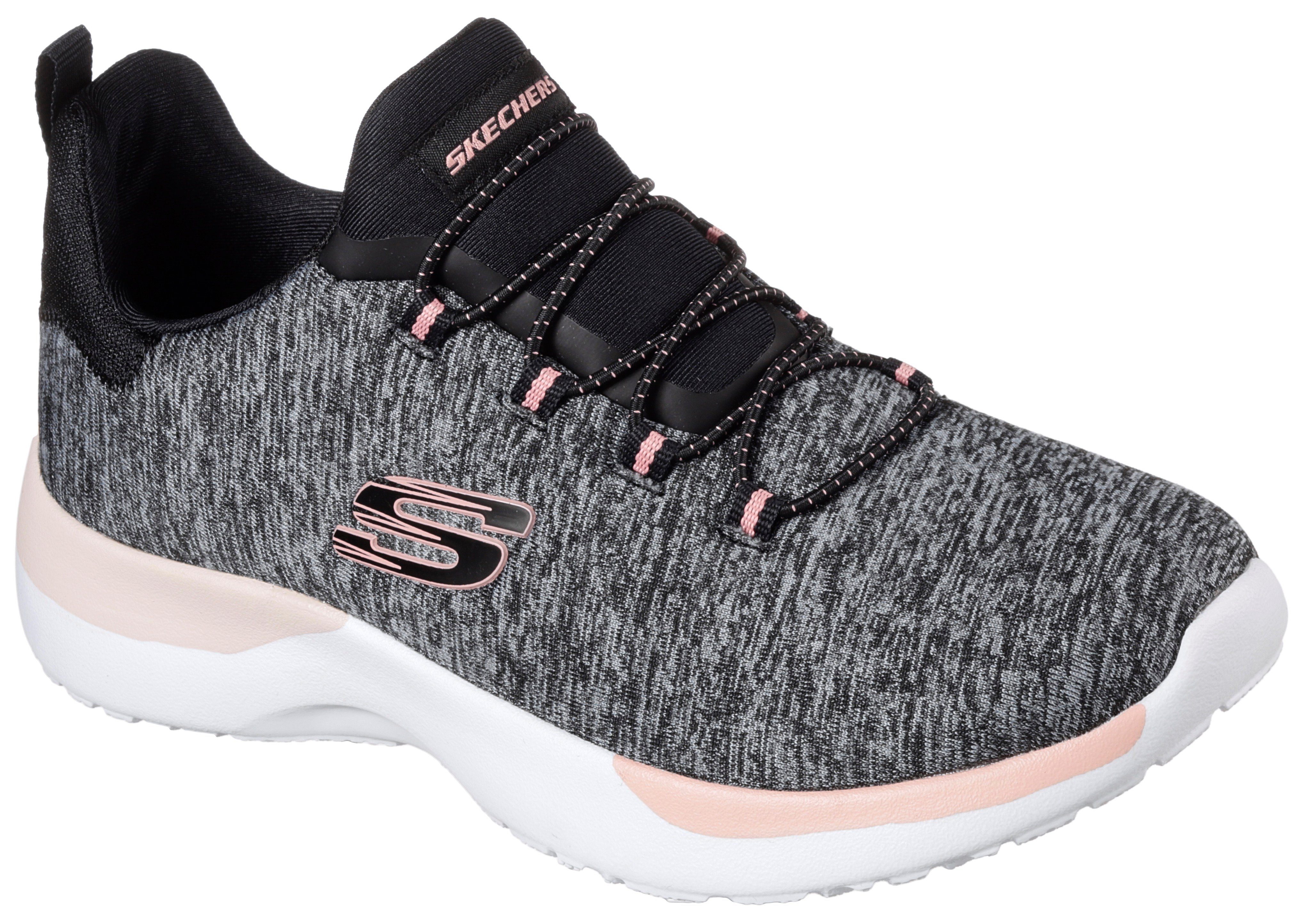 Skechers DYNAMIGHT-BREAK-THROUGH Slip-On Gummizug Sneaker mit praktischem schwarz-meliert