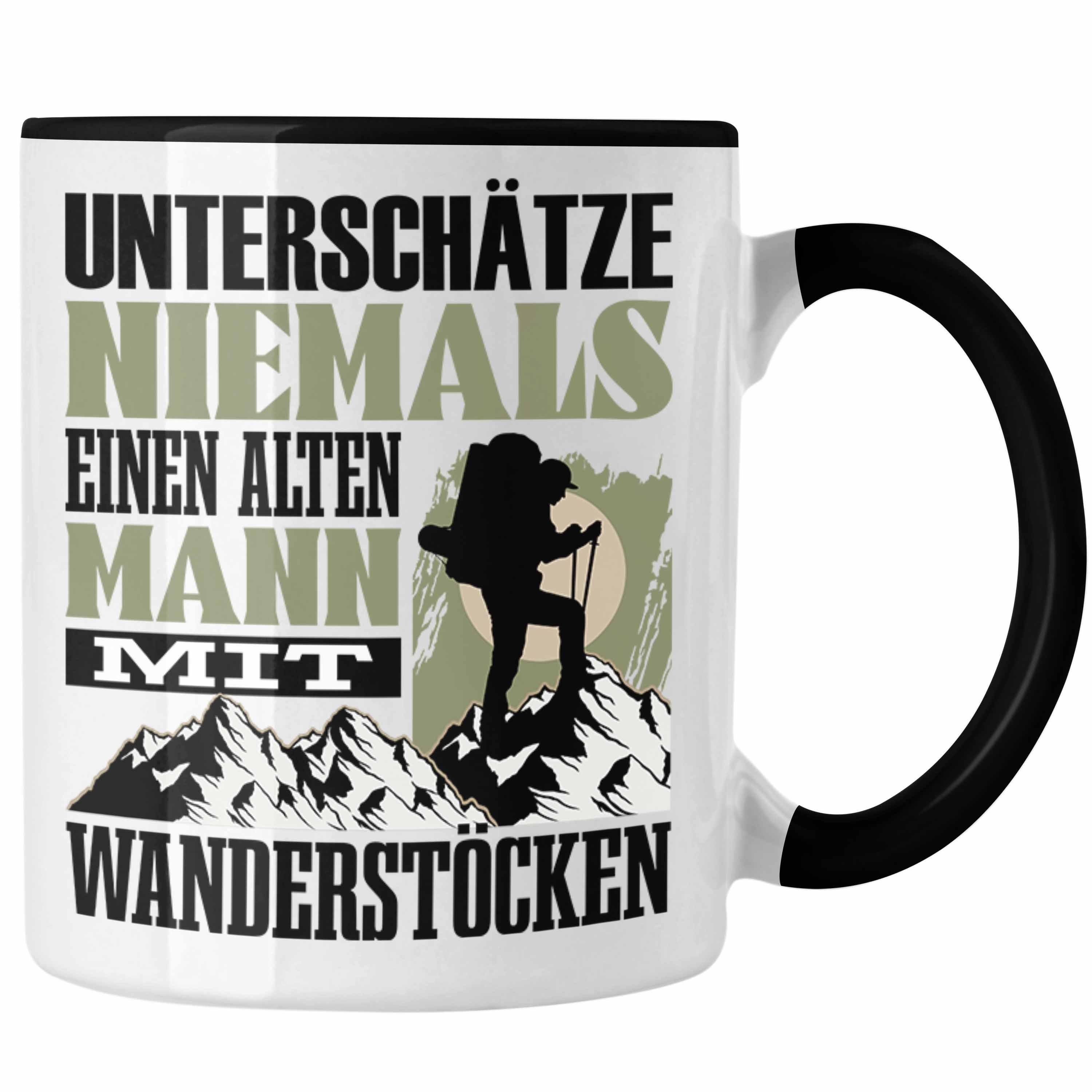 Trendation Tasse Wander Tasse Geschenk für Wanderer Lustiger Spruch Unterschätze Niema Schwarz