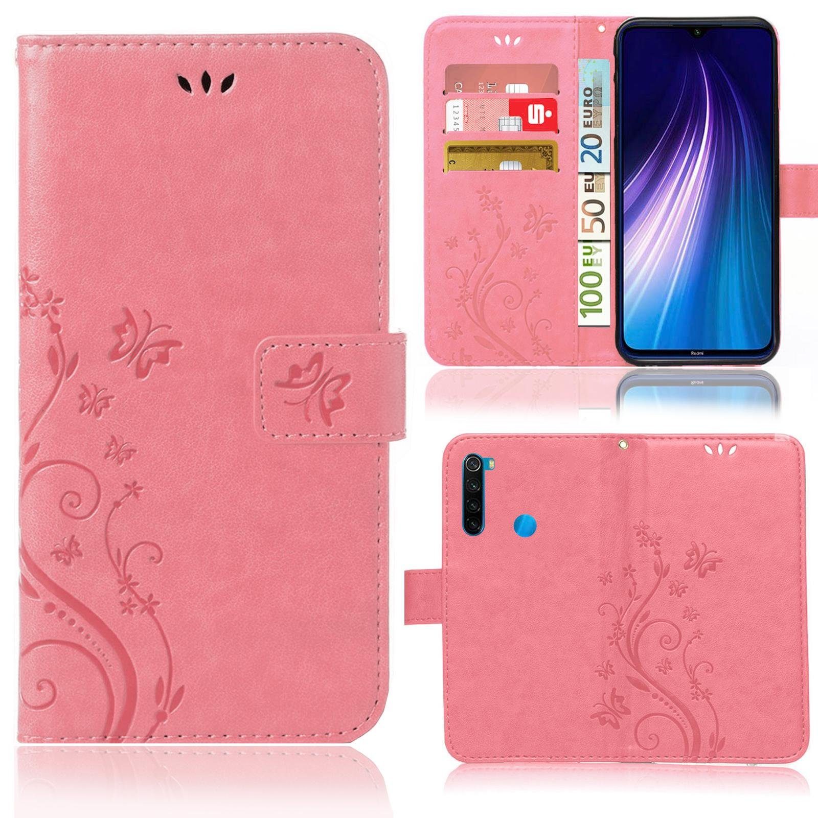 Numerva Handyhülle Bookstyle Flower für Xiaomi Redmi Note 8, Handy Tasche Schutzhülle Klapphülle Flip Cover mit Blumenmuster