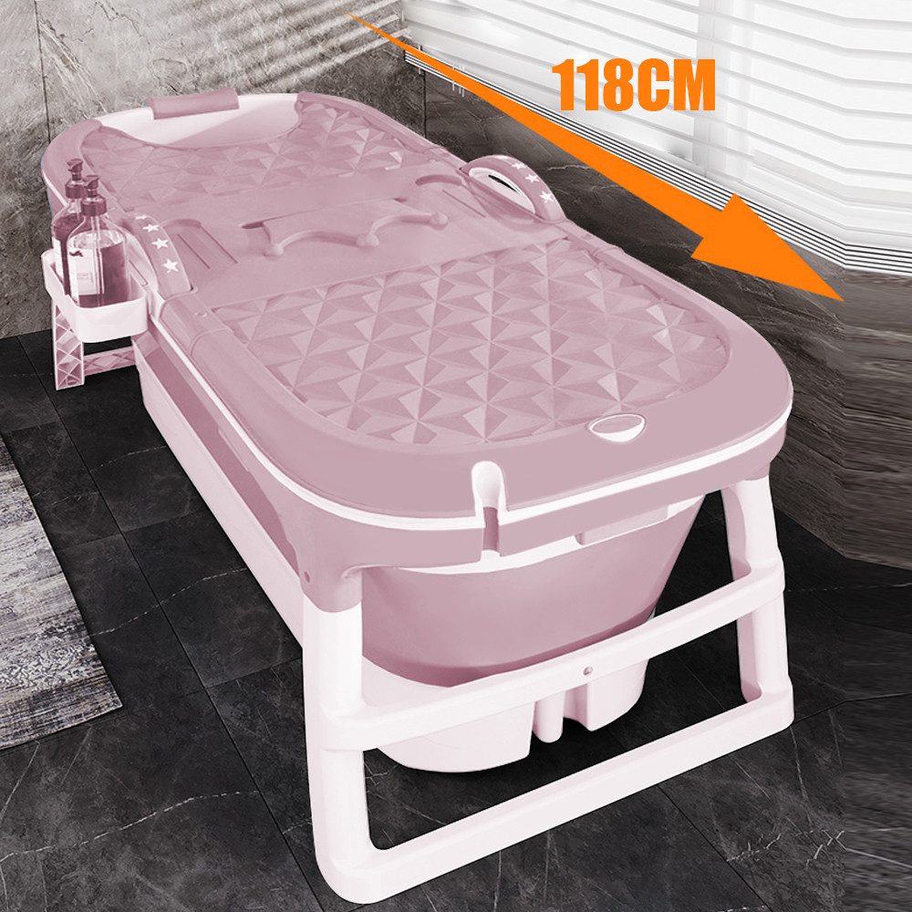 JEOBEST Badewanne Faltbare Badewanne Erwachsene 118x60x53cm Seifenkorb, Massage-Schweiß-Dampfbadewanne mit Deckel,Blau