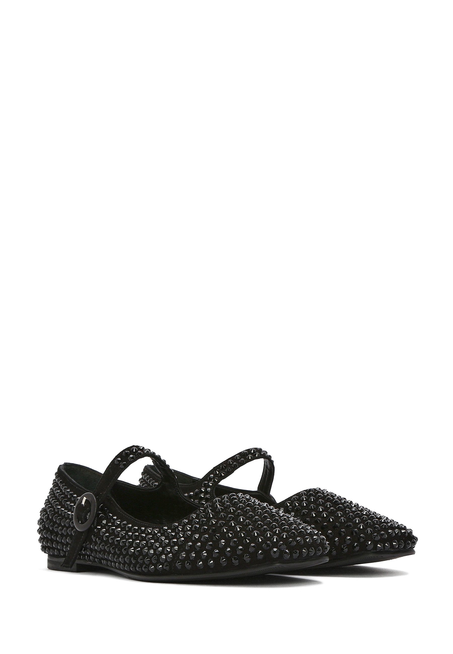 Derimod Ballerinas aus Leder Ballerina Echtes Leder, Nietenverzierung, Schnallenriemen, TPU-Sohle