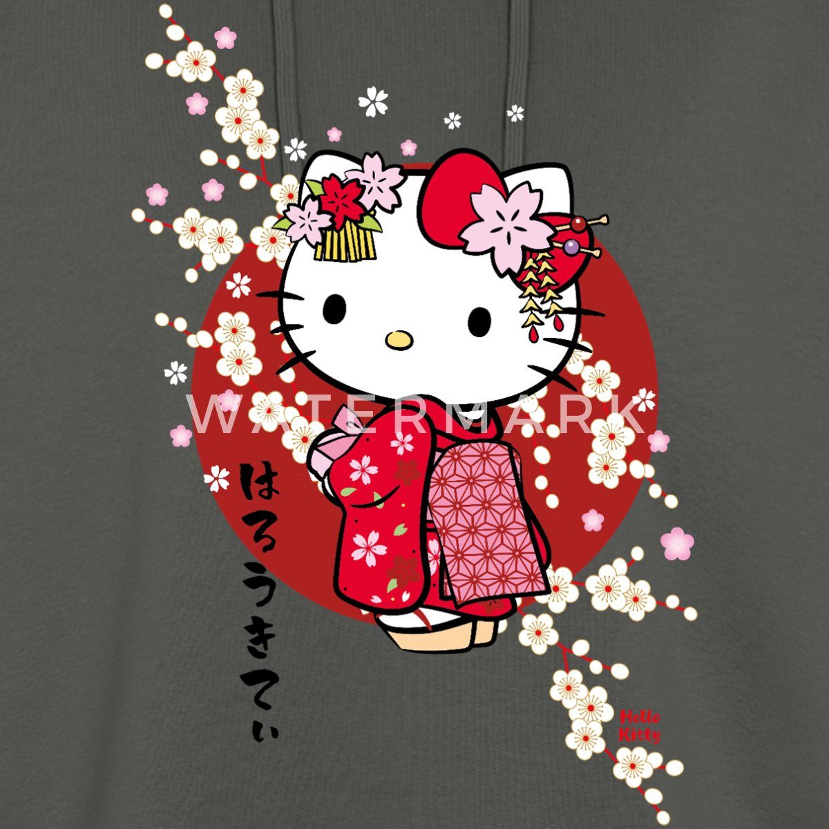 Spreadshirt Hoodie Hello Kitty Japan Kimono Kirschblüten Frauen Boxy Organic Hoodie (1-tlg)