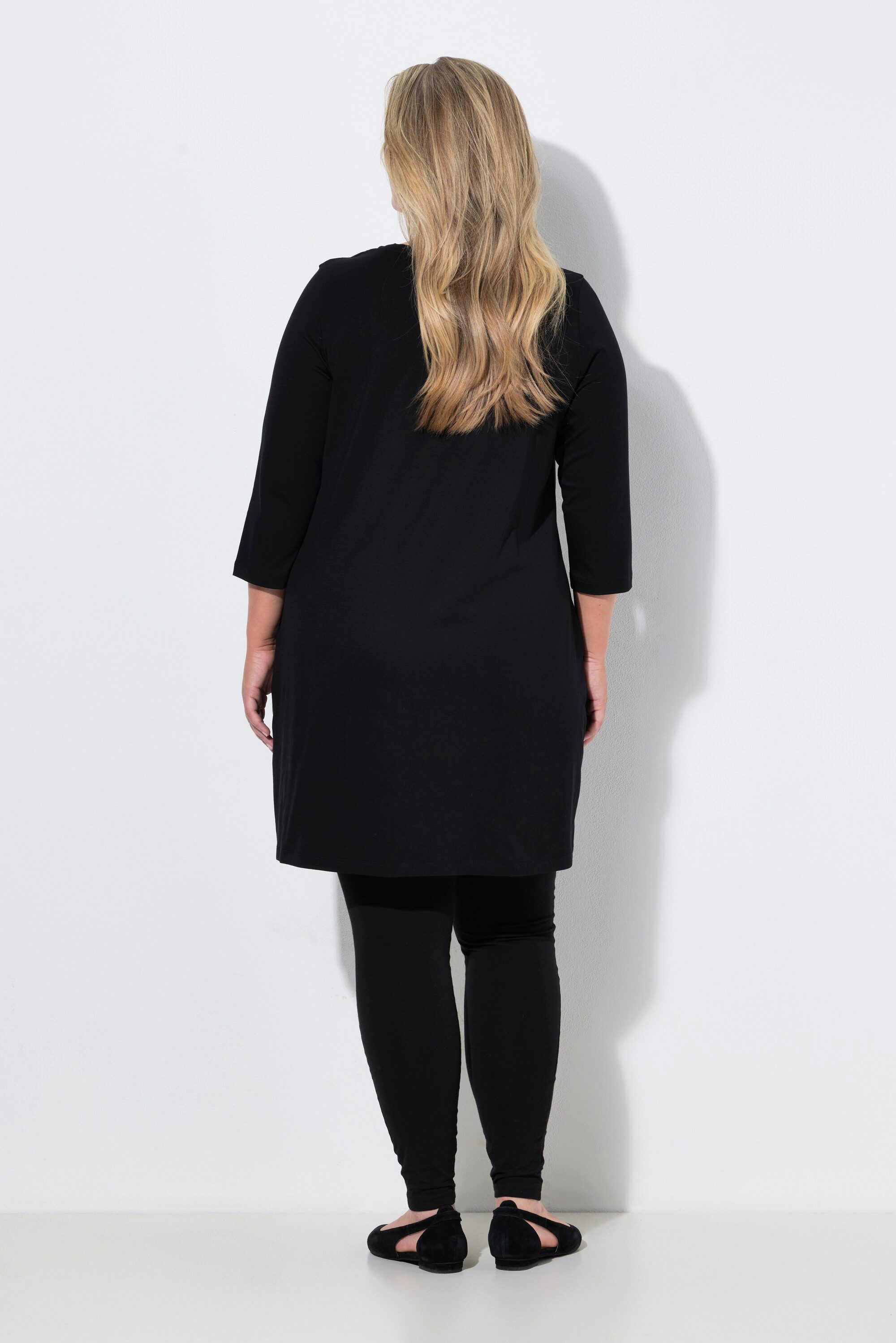 Ulla Popken Longshirt Longshirt Zierbänder A-Linie V-Ausschnitt 3/4-Arm – Bild 3 von 4