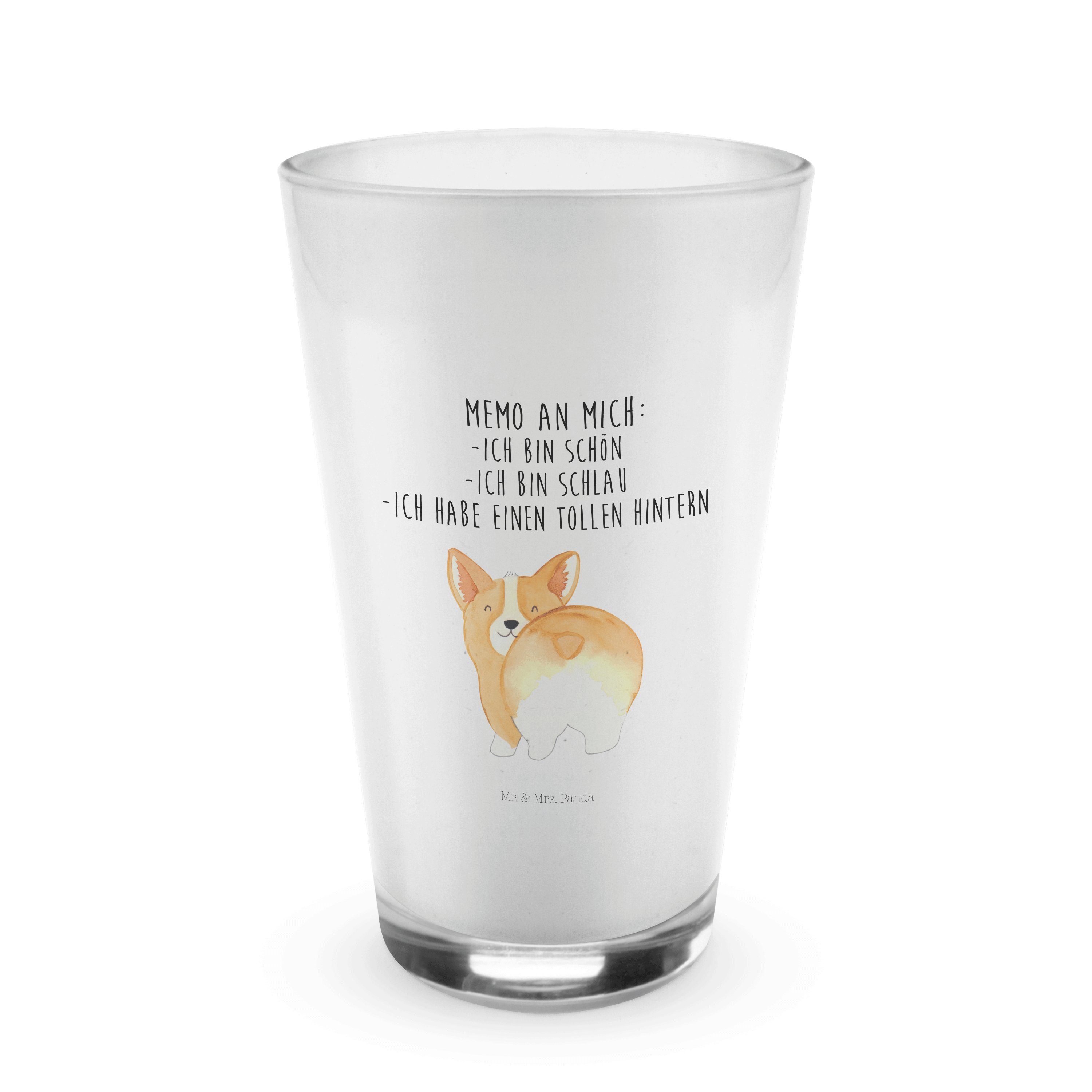 Mr. & Mrs. Panda Glas Corgie Po - Transparent - Geschenk, Latte Macchiato, Cappuccino Tasse, Premium Glas | Gläser