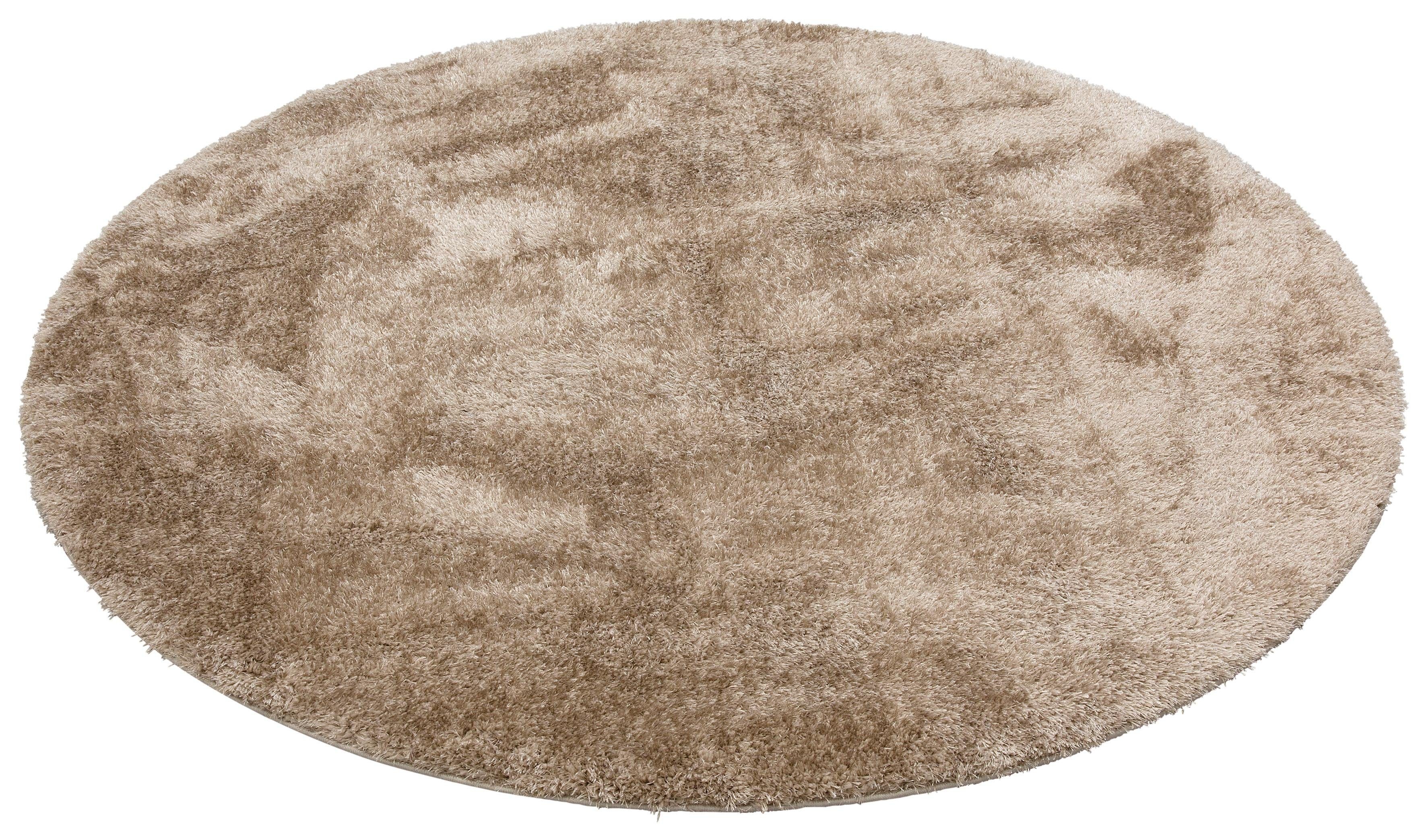 Hochflor-Teppich Malin, Home affaire, rund, leicht durch Mikrofaser 43 besonders sand flauschig glänzend, Höhe: Uni-Farben, mm
