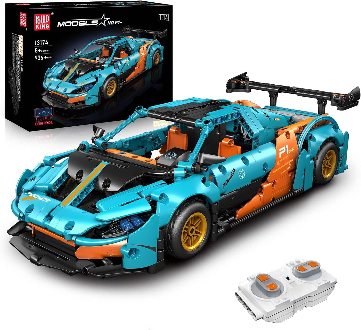 Mould King Konstruktionsspielsteine Mould King 13174 P1 Sports Car - RC-Control Technik Modell, (936 St)