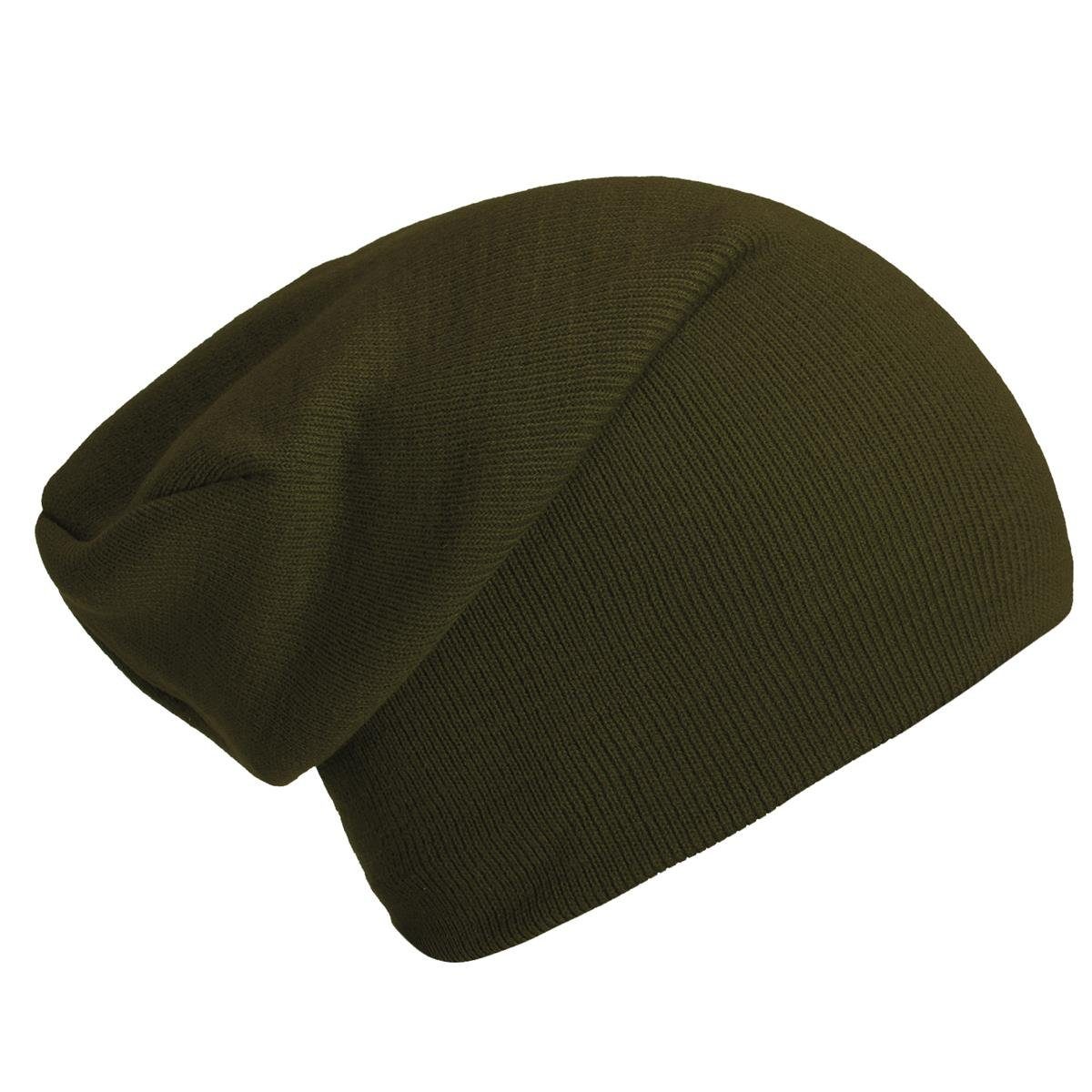 DonDon Beanie Wintermütze, (Packung, Mütze Schlauchmütze 1-St) olive klassischer Slouch-Beanie