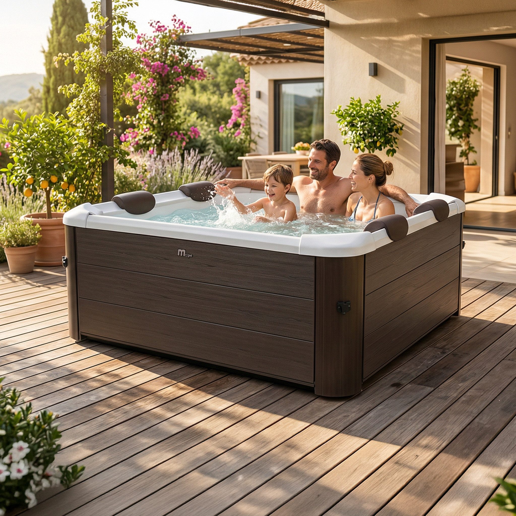 mSpa Whirlpool Frame Tribeca F-TR062W - 6 Personen, Stecksystem mit Einlageplane, (Whirpool Outdoor 6 Personen, App-Steuerung), Luftstrom-Massage, Schnellheizsystem