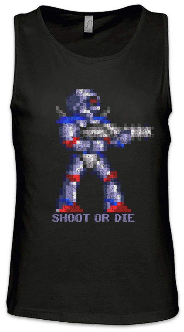 Urban Backwoods Tanktop Shoot Or Die Ärmelloses T-Shirt Turrican Game Sprite Amiga Figur Robot Spiel Nerd Geek Gamer