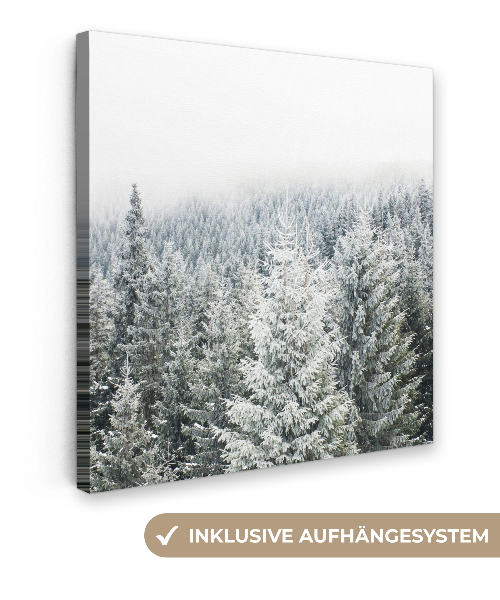 OneMillionCanvasses® Leinwandbild Wald - Schnee - Winter - Jahreszeiten - T günstig online kaufen