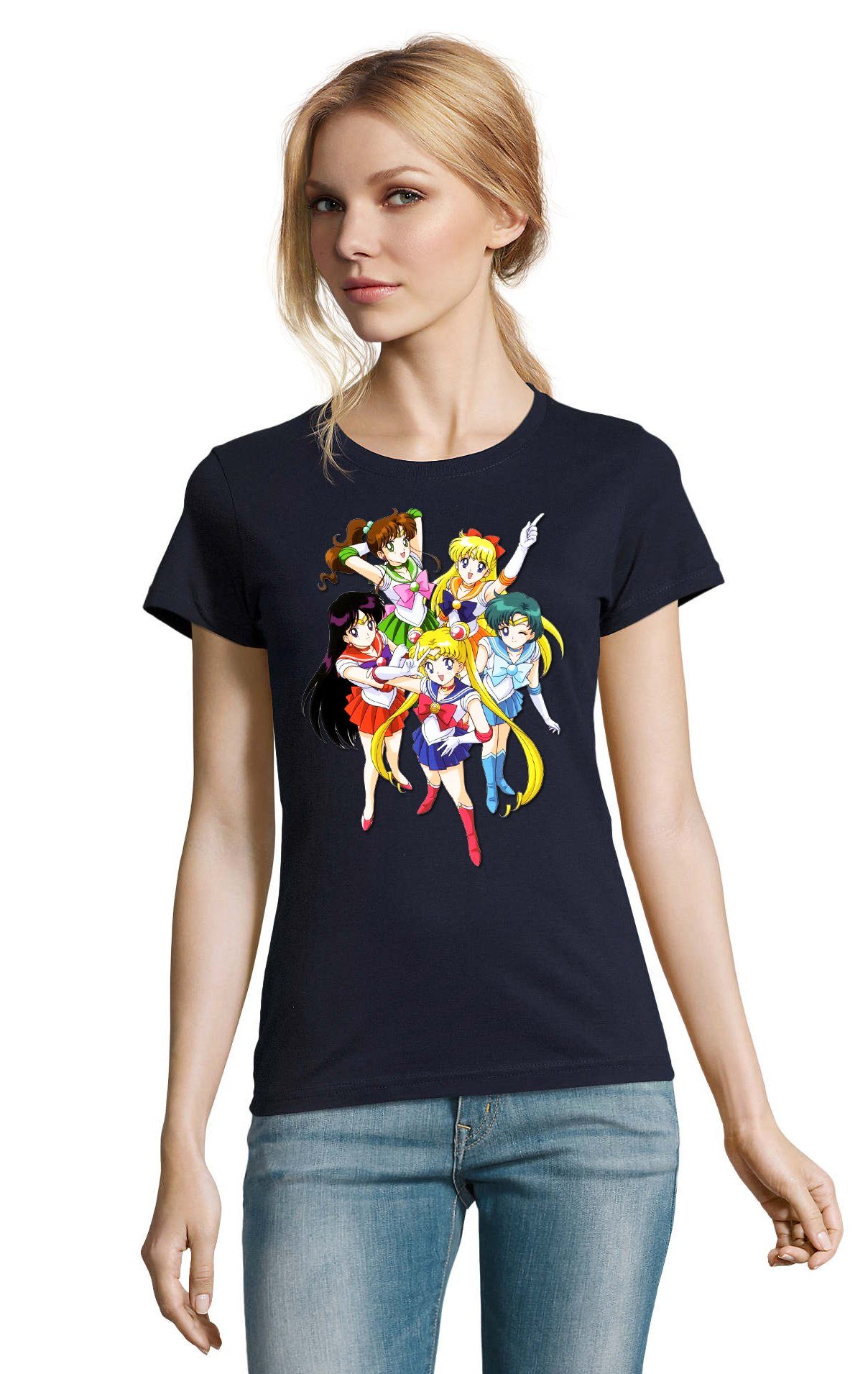 Blondie & Brownie T-Shirt Damen Fun Comic Sailor Moon and Friends Anime Manga Navyblau