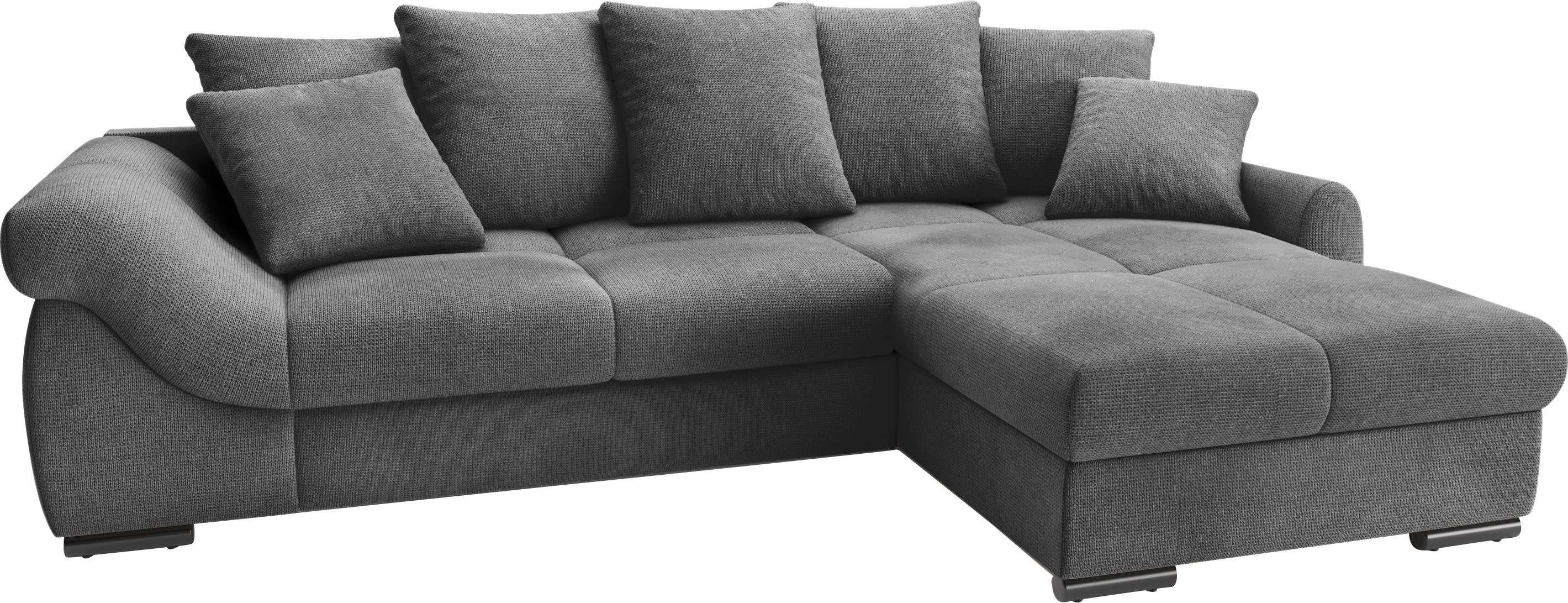 Mr. Couch Ecksofa Livorno DuraFlex L-Form, inkl. Hochschläfer-Bettauszug, XL-Bettkasten weiß beschichtet