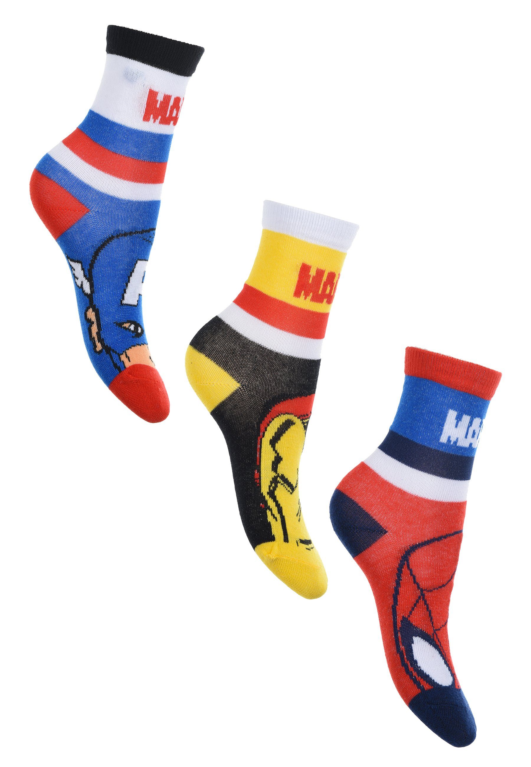 The AVENGERS Socken Captain America Iron Man Spider-Man Kinder Mädchen Socken Strümpfe (6-Paar)