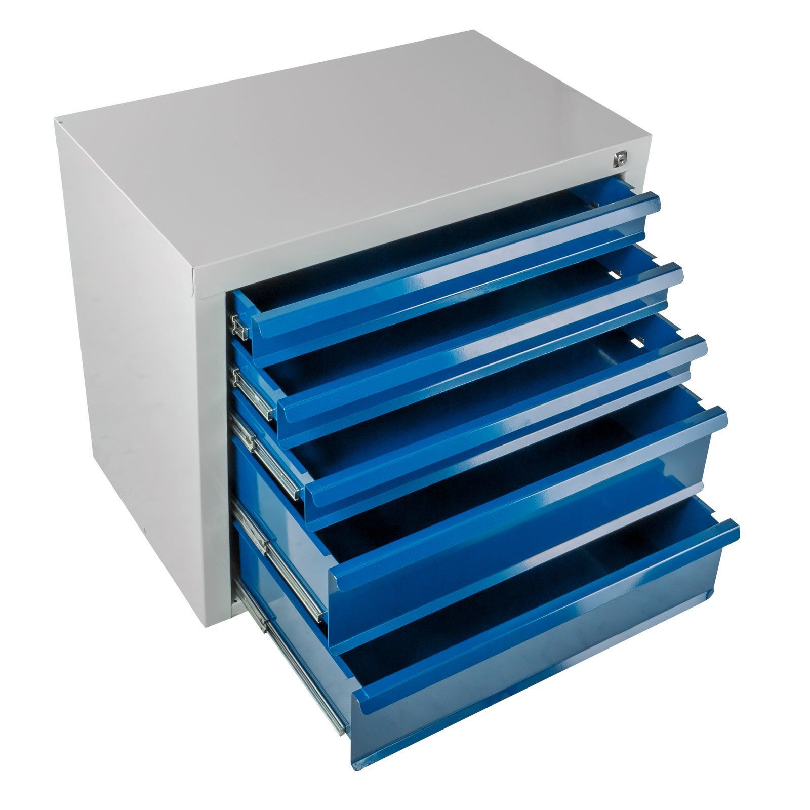 PROREGAL® 5 HxBxT Schubladenschrank Kobra Grau Schubladen, Werkzeugschrank Lichtgrau/Lichtblau mit 60x70x43,5cm,