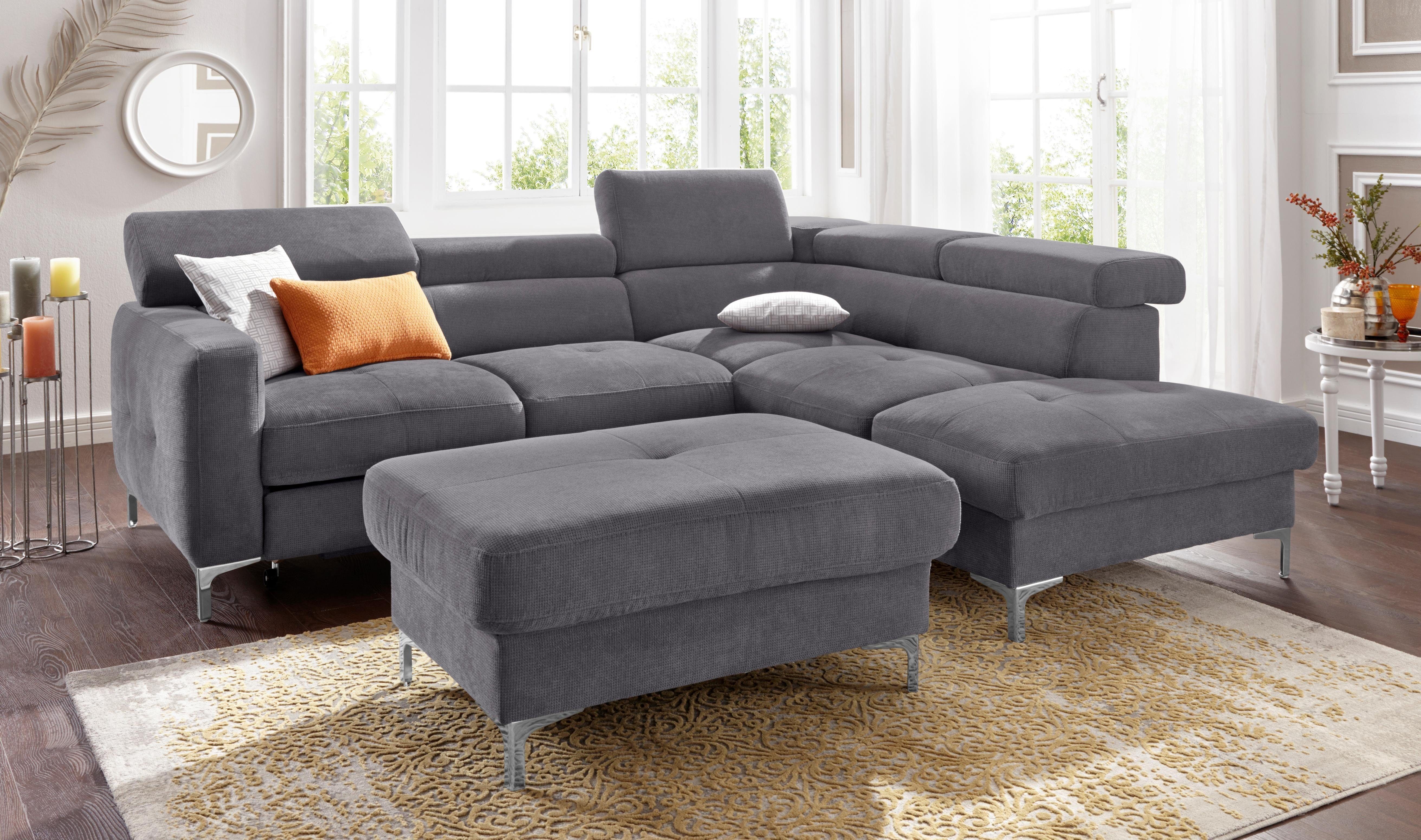 COTTA Polstergarnitur Sammy L-Form, (Set), Set bestehend aus: Ecksofa mit Kopfteilverstellung & Hocker