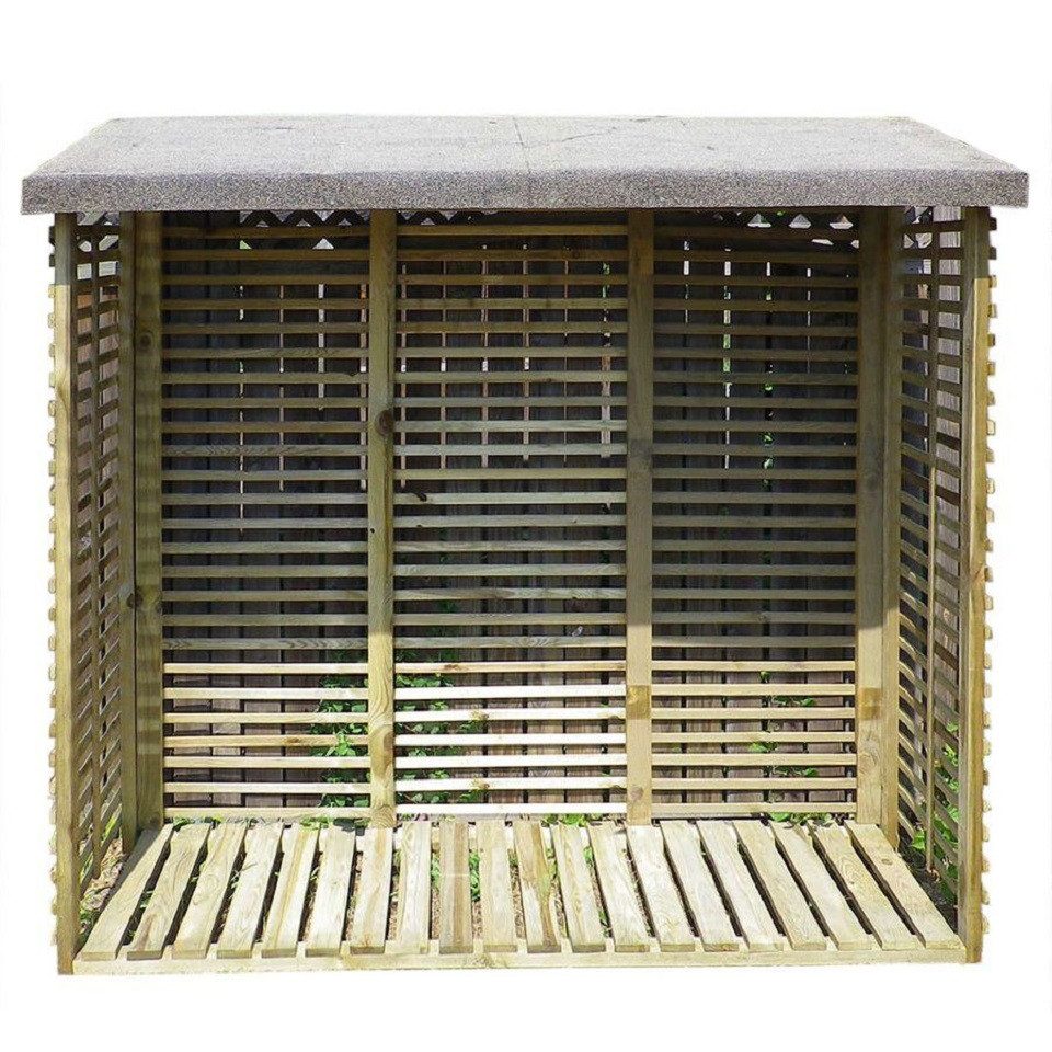 Gartenpirat Kaminholzregal mit Rückwand Kaminholzregal aus Holz KDI grün Brennholzlager, BxTxH:188x69x183 cm