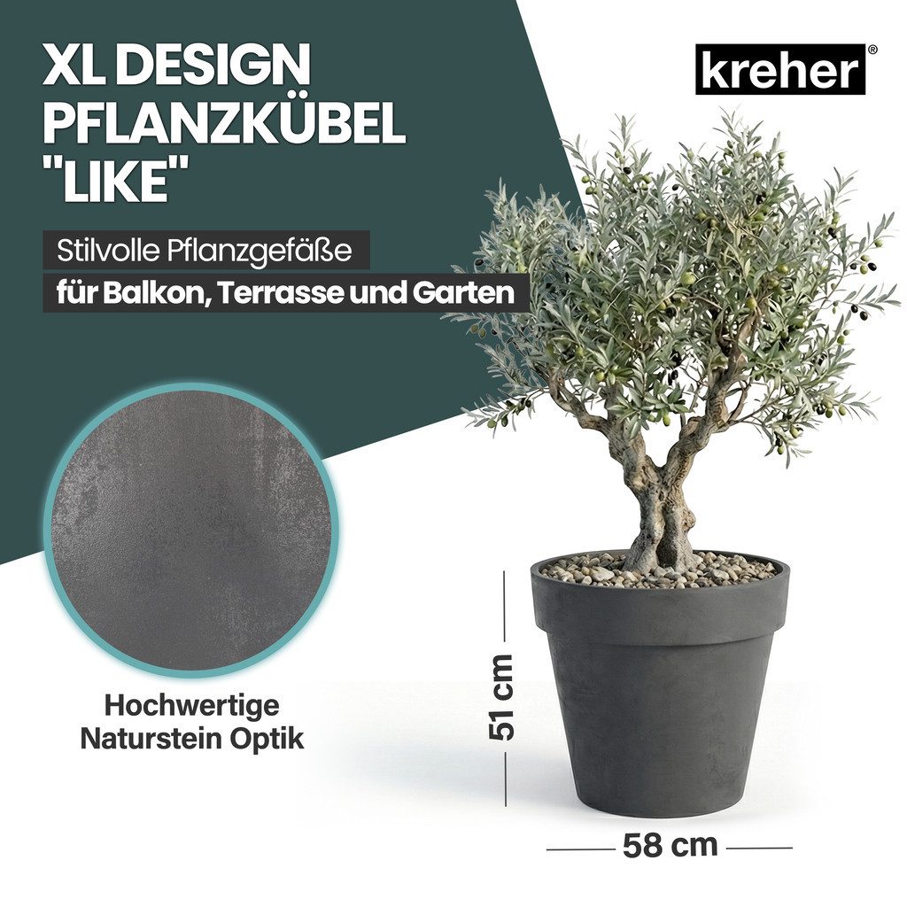 Kreher Pflanzkübel Rollbarer XXL Pflanzkübel "LIKE" Ø 58 cm in verschiedenen Farben (1 St)