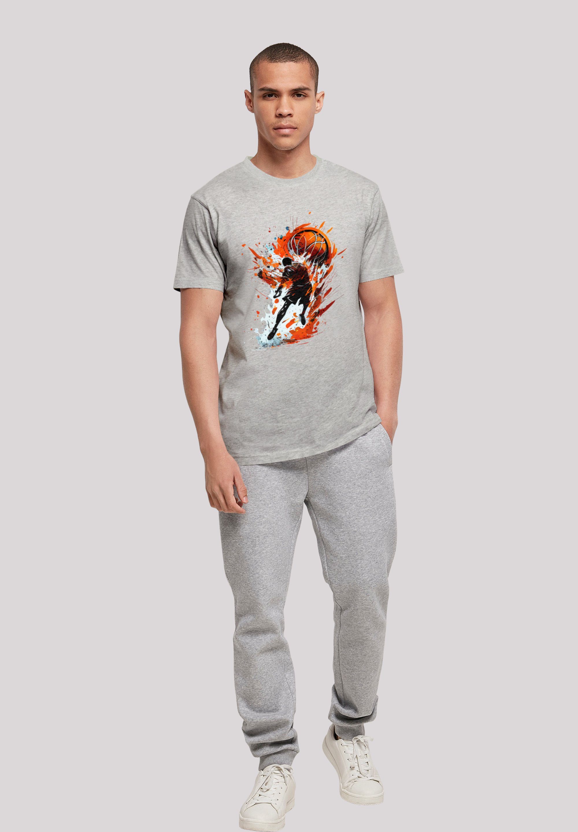 F4NT4STIC T-Shirt Basketball Splash Sport Print grey UNISEX heather