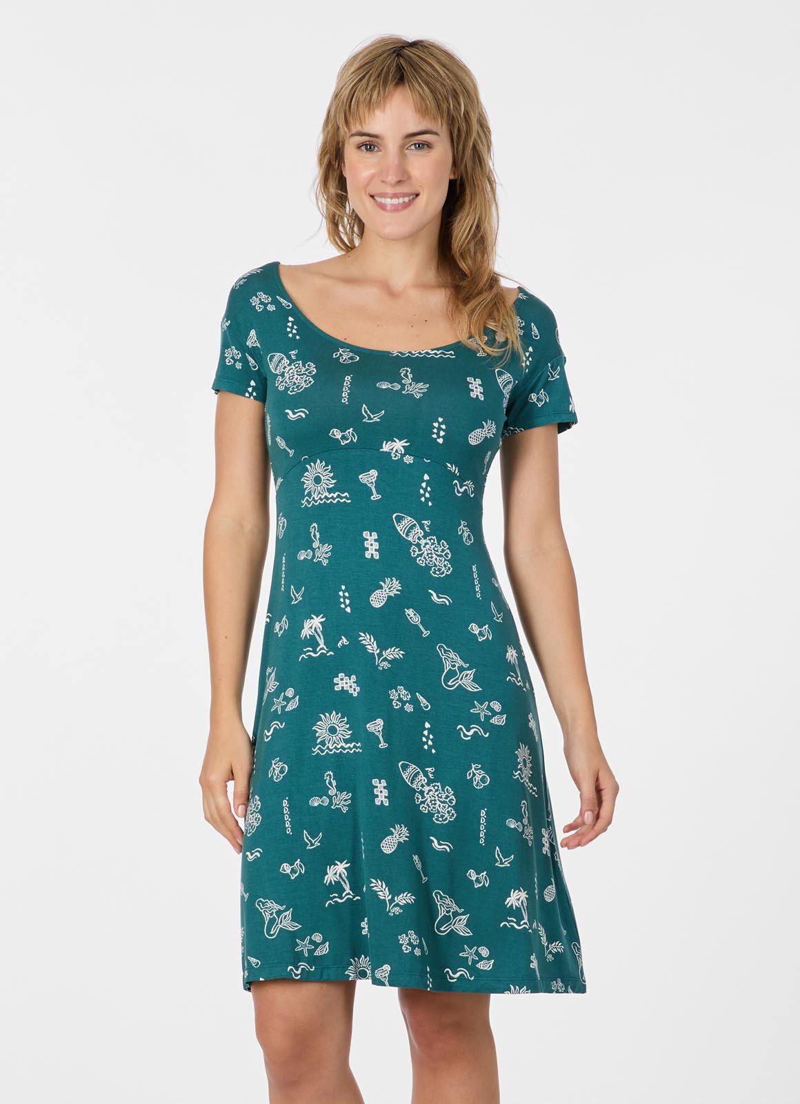 Ragwear Minikleid LUNNGO DRESS PRINT Elastische Viskosemischung mit dezentem Rückenausschnitt