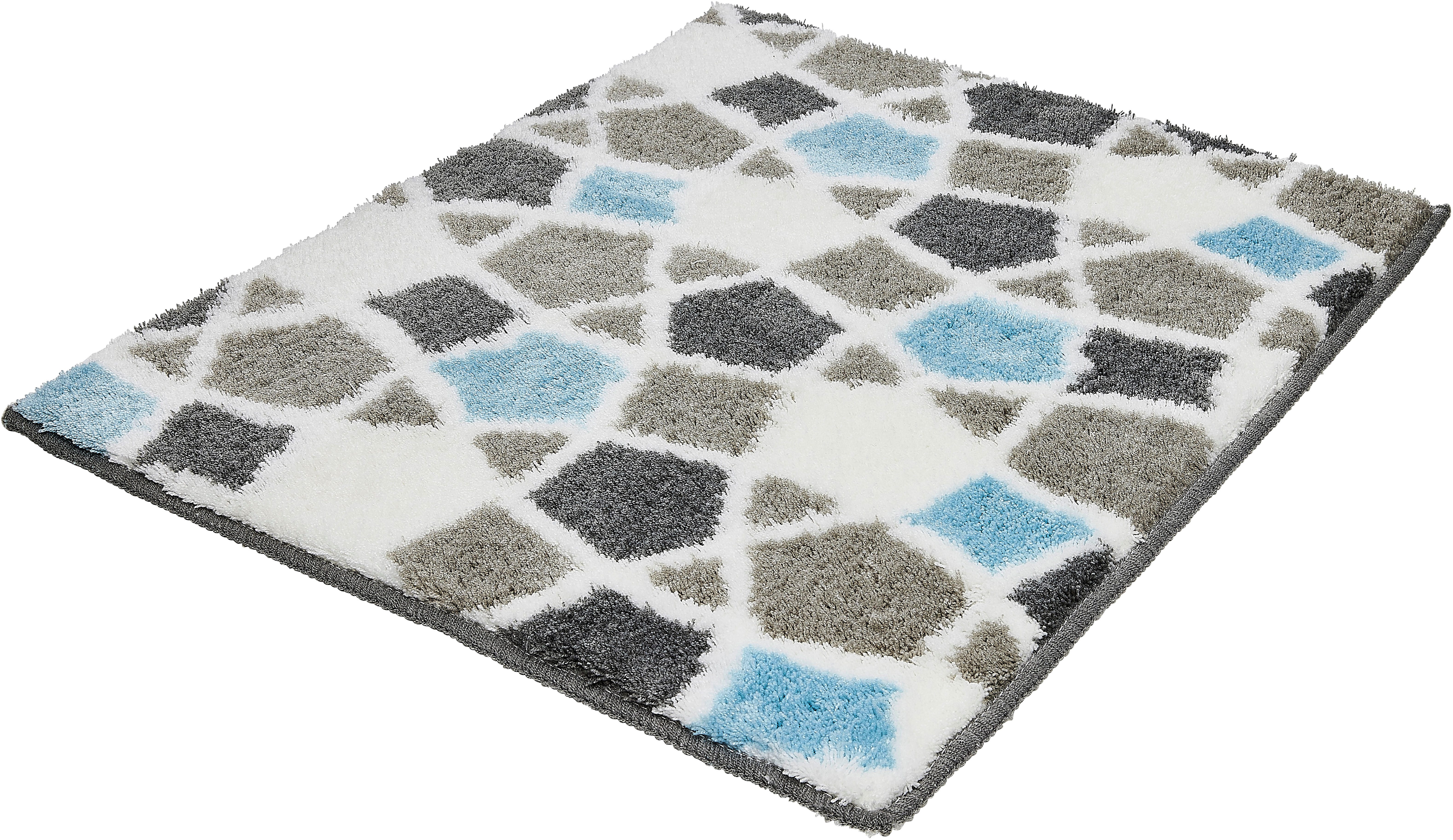 Kleine Wolke Badematte Sintra, Höhe 15 mm, rutschhemmend beschichtet, fußbodenheizungsgeeignet, Polyacryl, rechteckig, Badteppich, modernes Mosaikdesign